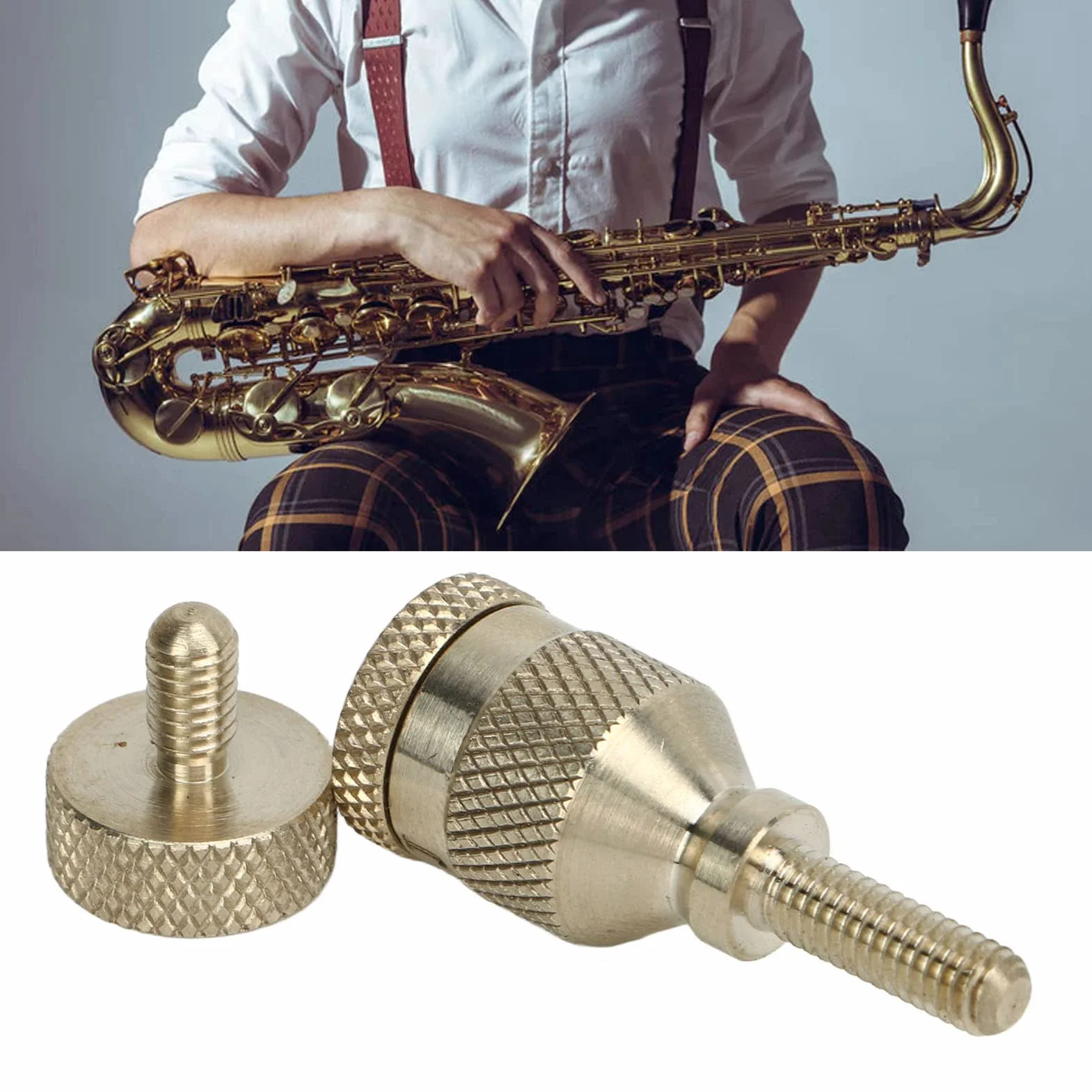 Śruba na Szyję Saksofonu, 2 Szt. 4mm Saksofon Śruba metalowa Złoty Sax Neck Screw Zakrzywiona Szyjka Saksofonu śruby Dokręcające dla Saksofonów Sopranowych, Tenorowych, Sopranowych