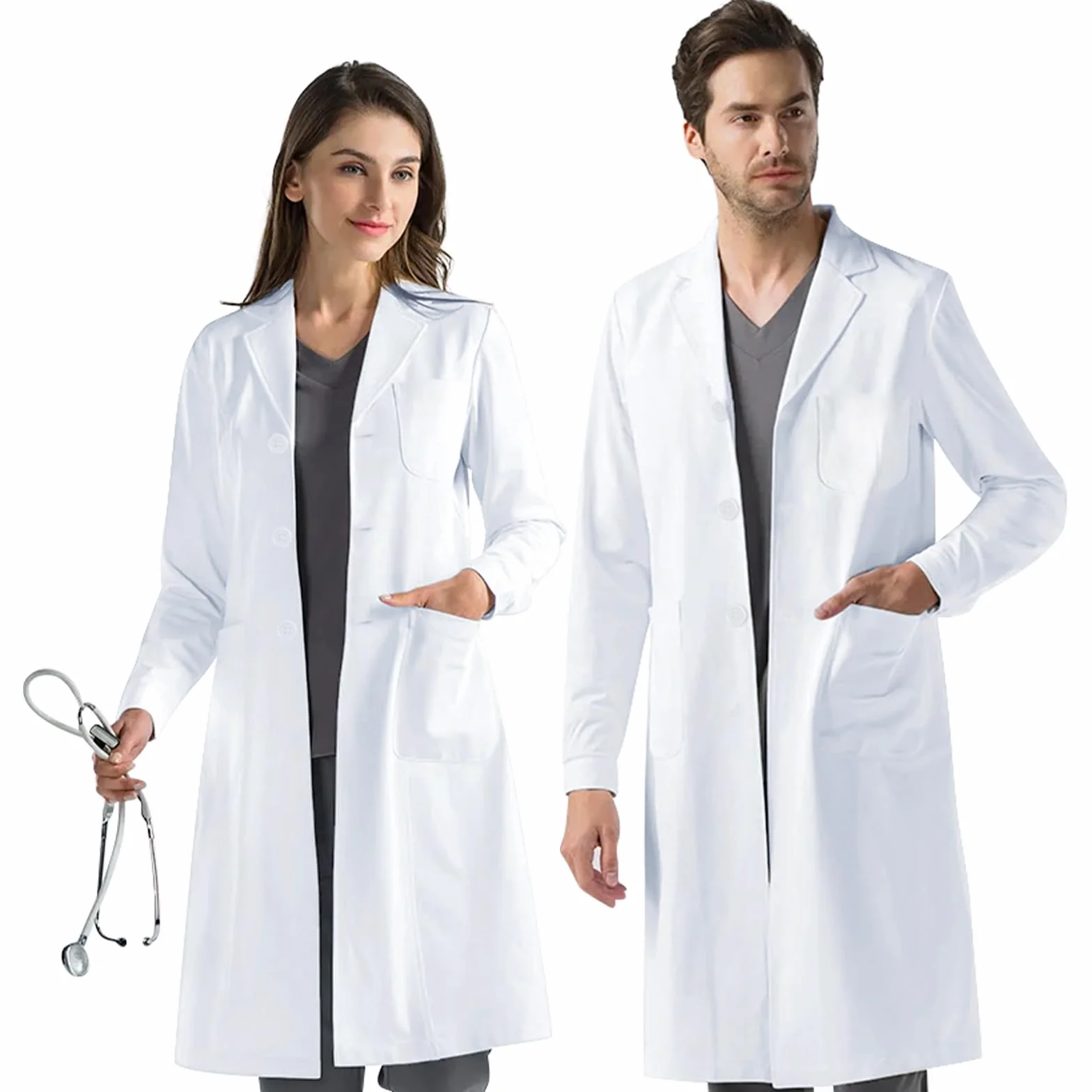 AUYAO Płaszcz Laboratoryjny, Damski i Męski, Biały, Bawełniany i Poliestrowy, Płaszcz Medyczny i Naukowy, Unisex i Dorosły, Labcoat Chemiczny i Laboratorium, Jedzenie i Odzież Robocza