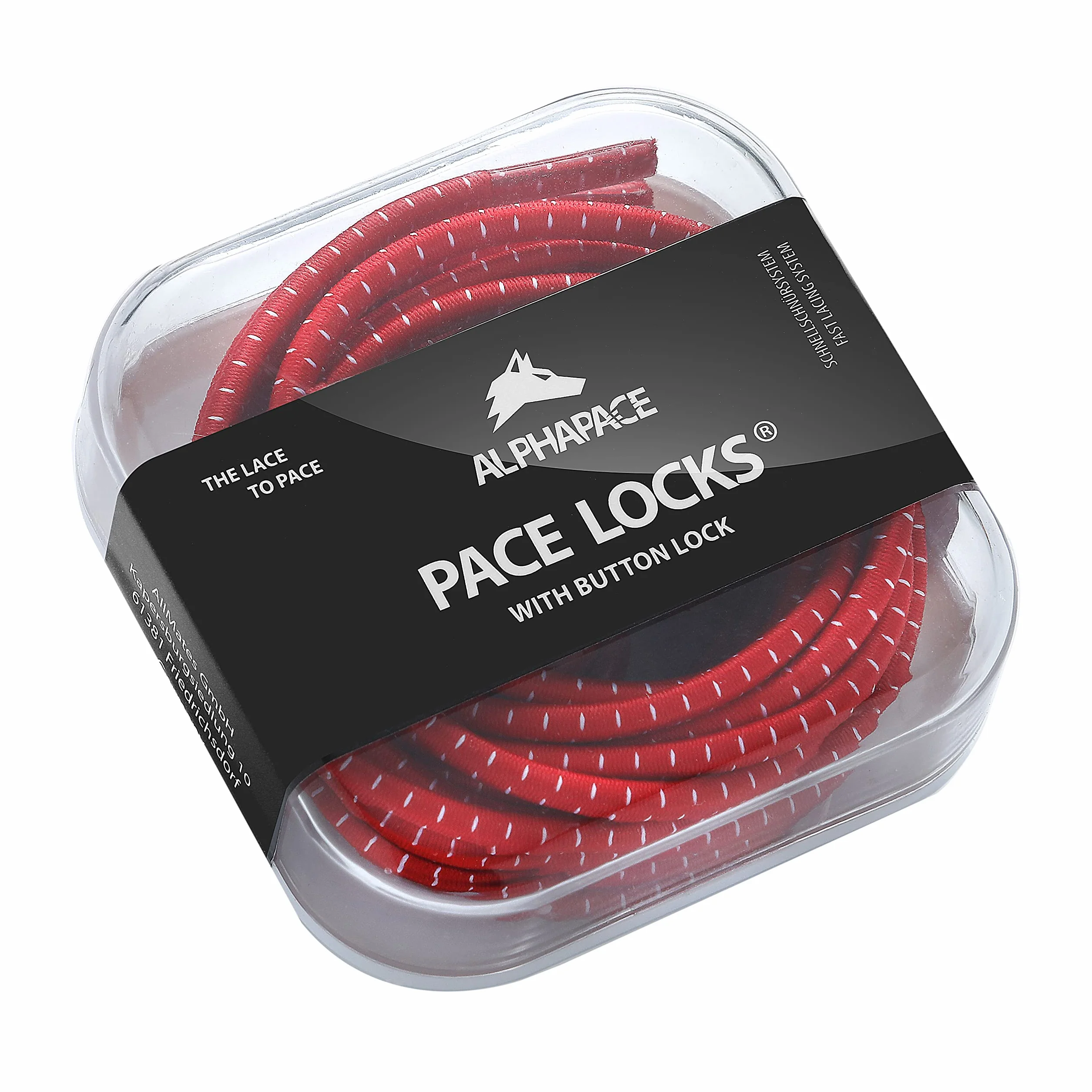 ALPHAPACE Pace Locks with Button Locks elastyczne sznurowadła bez wiązania, z szybkim zapięciem, sznurowadła bez sznurowania, sportowe, dla młodzieży i osób starszych, 120 cm, Red W/W Stripes, jeden