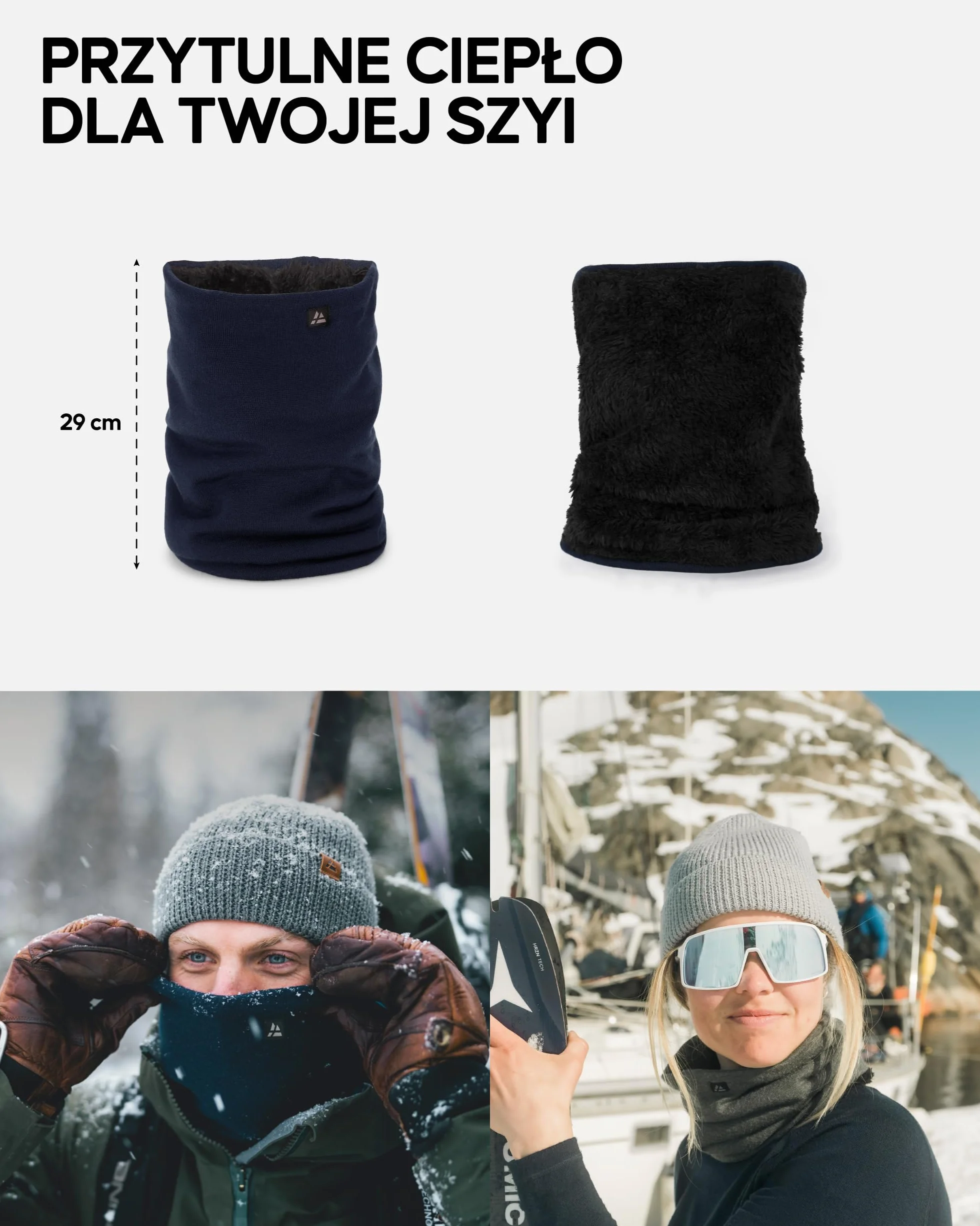 DANISH ENDURANCE Komin Termiczny Merino z Polarem, Ocieplacz na Szyję na Zimę, dla Mężczyzn i Kobiet