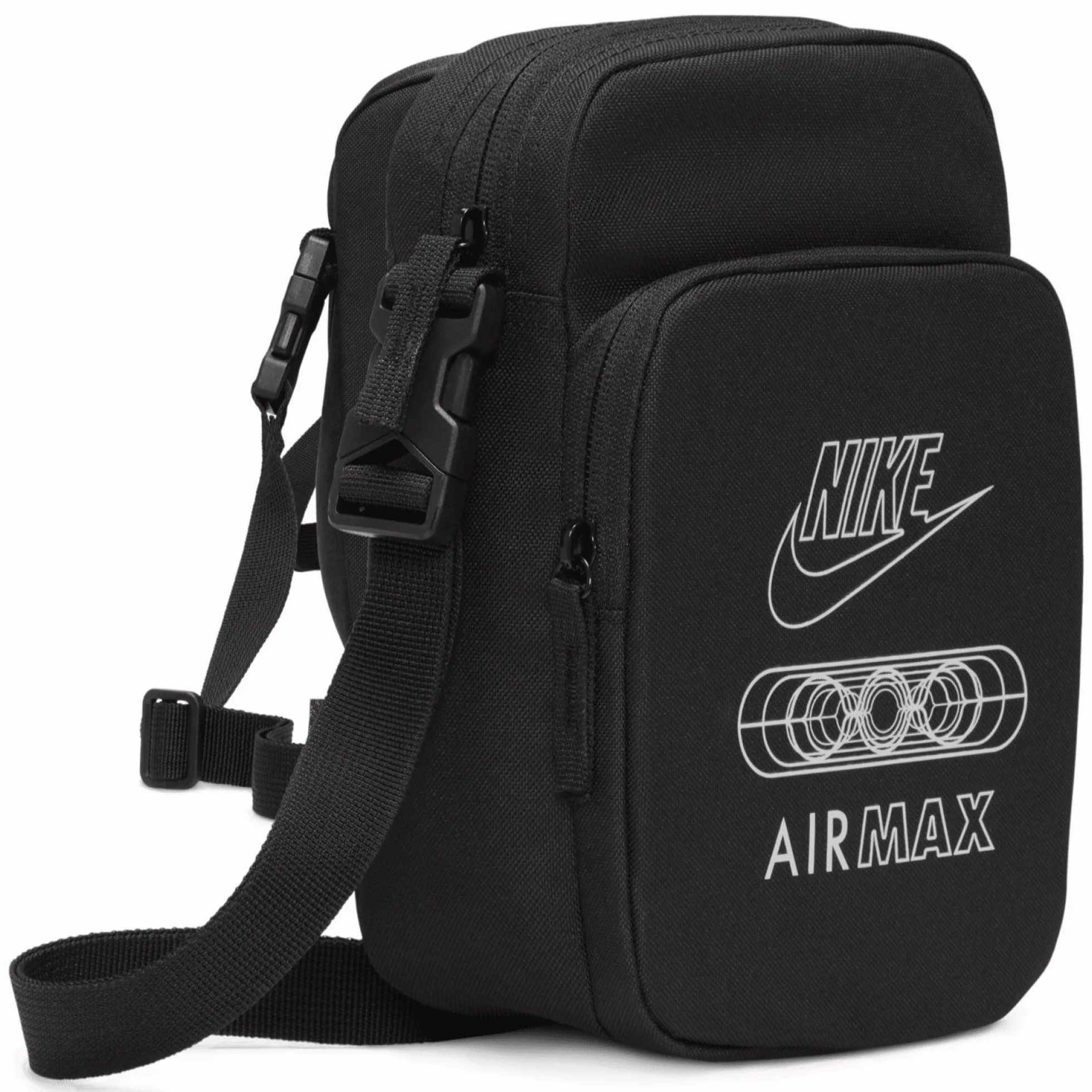 NIKE Air Max Heritage torba crossbody (4 litry) – czarna torba na ramię na siłownię, czarny/biały