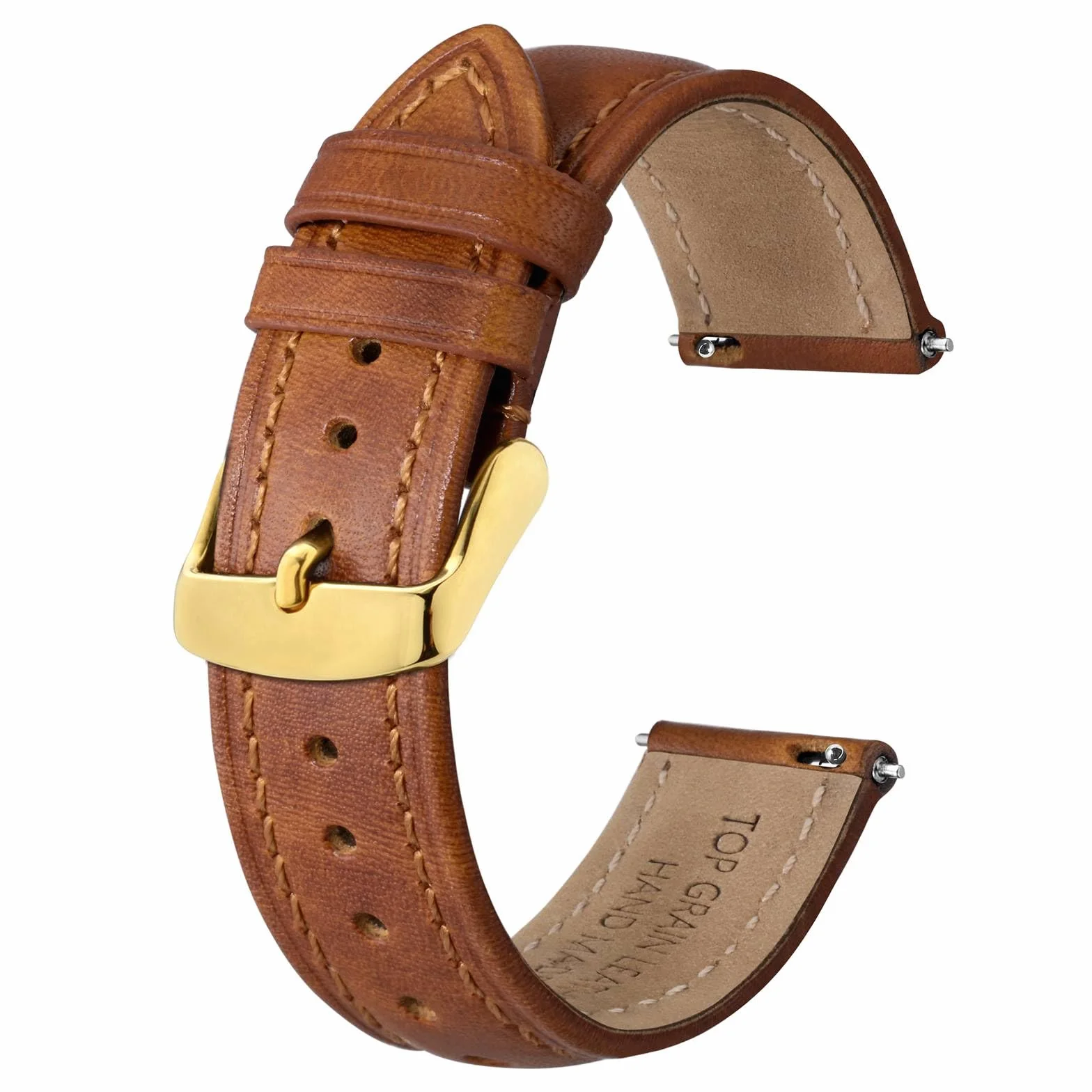 BISONSTRAP Pasek do zegarka dla mężczyzn w stylu retro, wykonany ze skóry cielęcej impregnowanej olejem, z szybkim zapięciem, szerokość paska 18, 19, 20, 22 mm