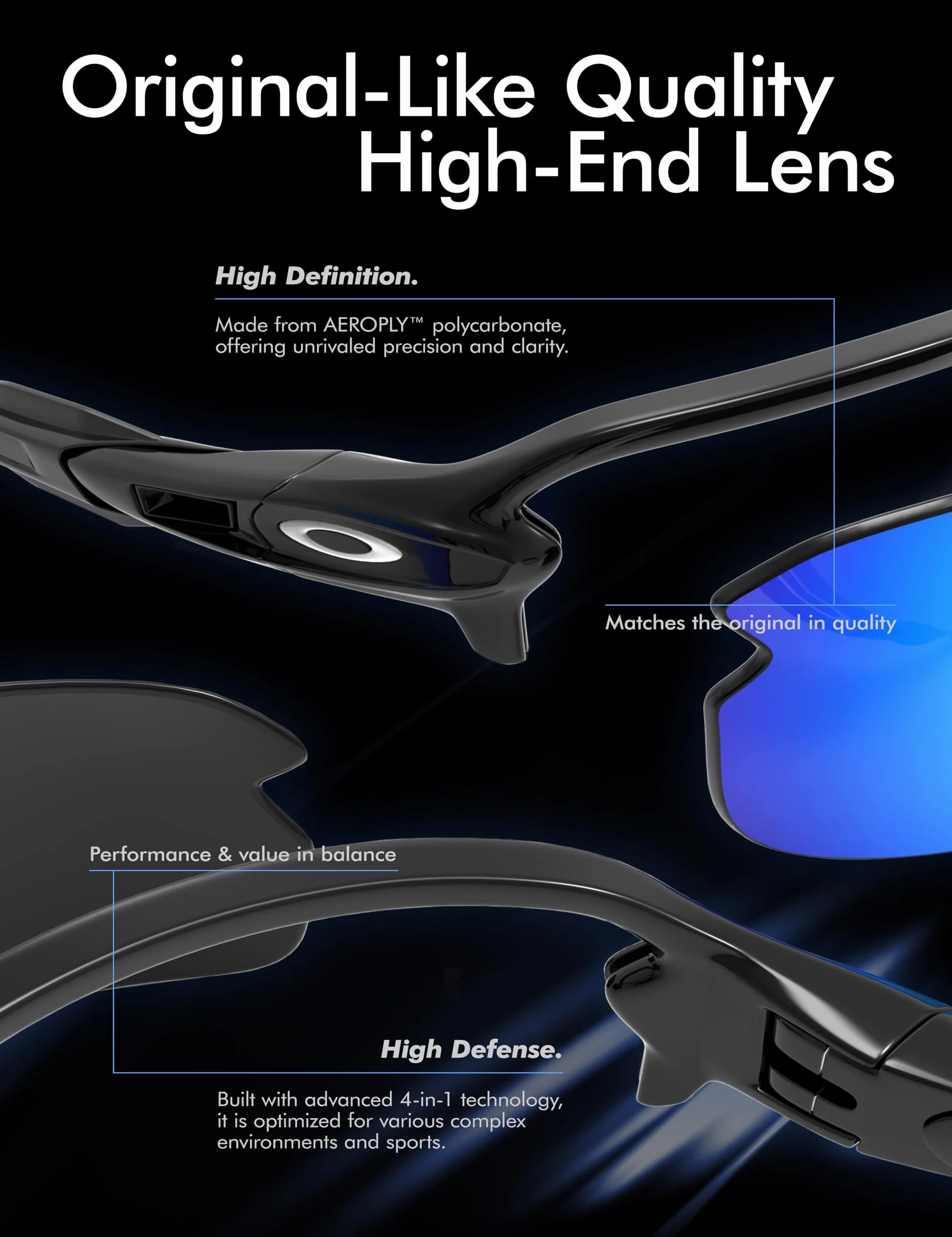 Saucer Wysokiej jakości wymienne soczewki kompatybilne z Ray-Ban Meta Wayfarer (Gen 2) RW4012 Smart 50 mm