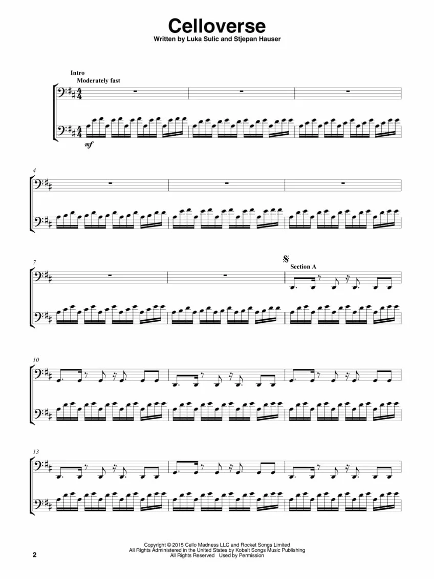 2 cellos - sheet music collection -livre +partition: Selections from Celloverse, In2ition & Score for Two Cellos