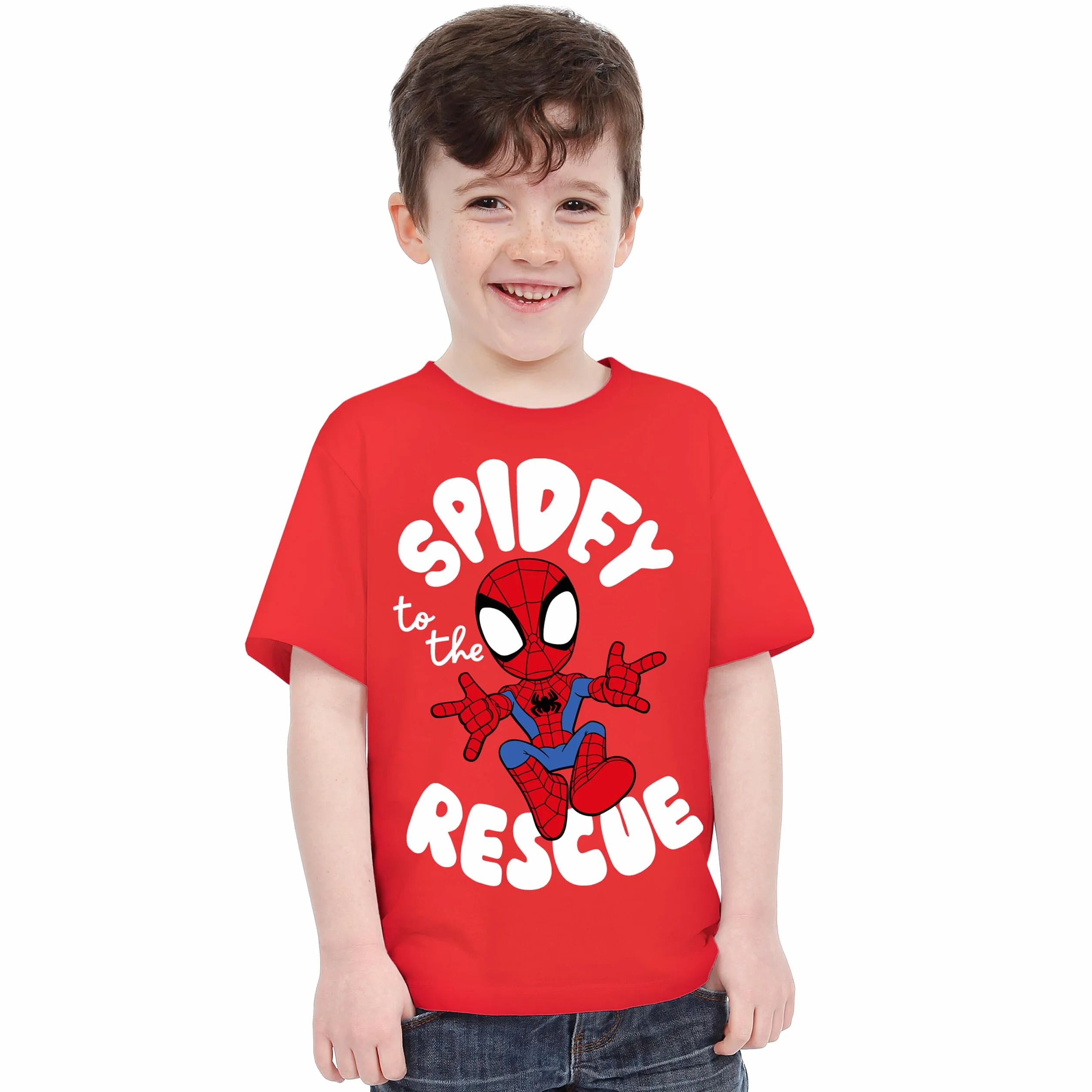 Koszulka Marvel Spiderman | T-shirt Chłopięcy Spidey And His Amazing Friends | Koszulki Chłopięce Spidey | Czerwony 128