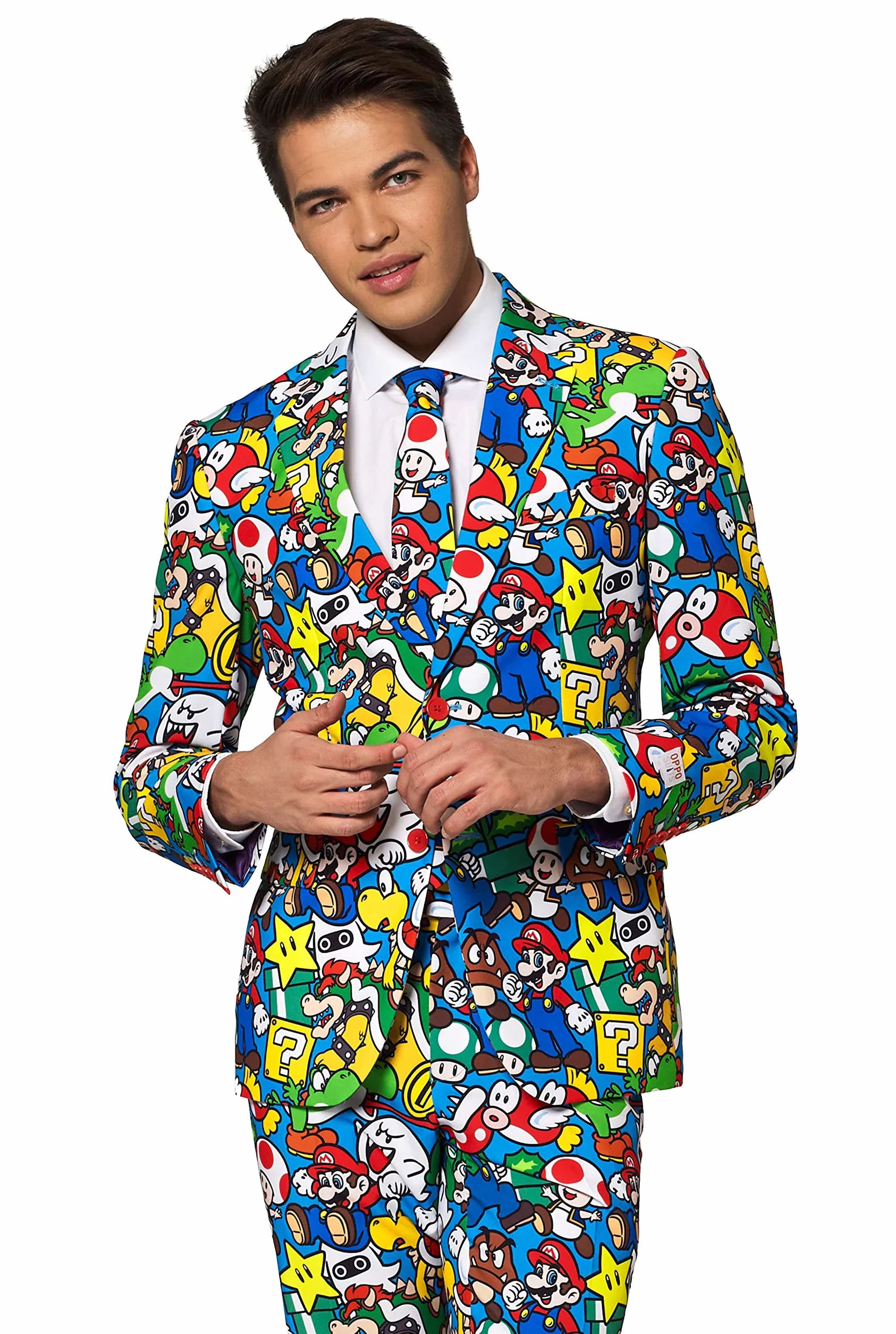 OppoSuits Zabawny szalony strój na bal absolwentów dla mężczyzn - kompletny zestaw: kurtka, spodnie i krawat, wielokolorowa, 52