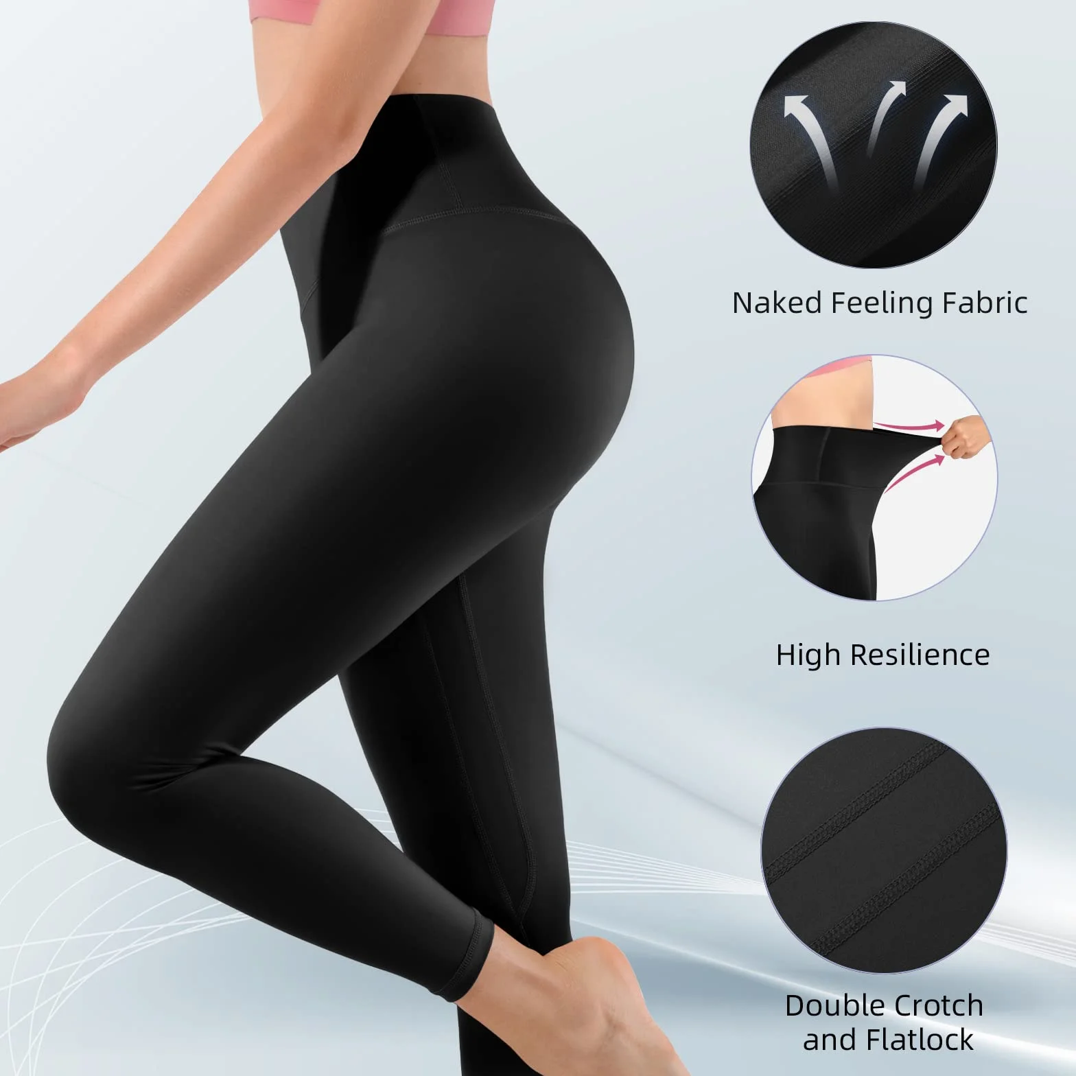 Oielai TIK Tok Damskie legginsy, wysoki stan, podnoszące pośladki, kontrola brzucha, legginsy gimnastyczne z gumką o strukturze plastra miodu, do treningu, biegania, jogi