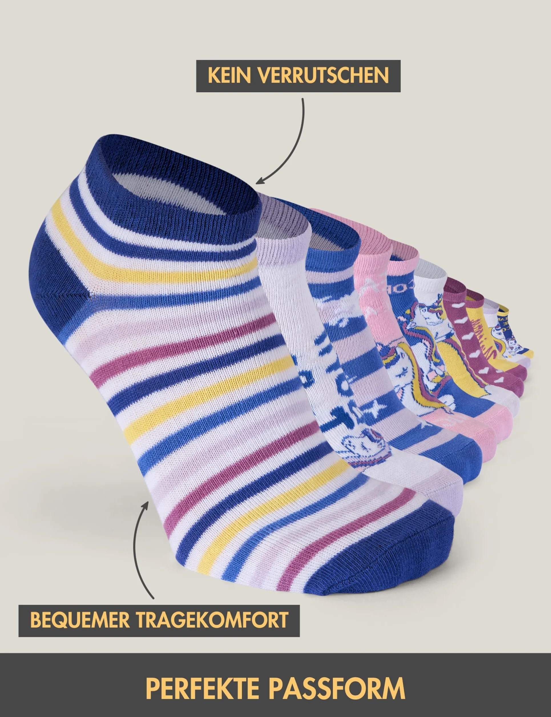Basic Treasure 10 par skarpet dziecięcych dla chłopców lub dziewczynek, krótkie lub długie, kolorowe skarpety, 70% bawełna, Öko-Tex skarpety dziecięce