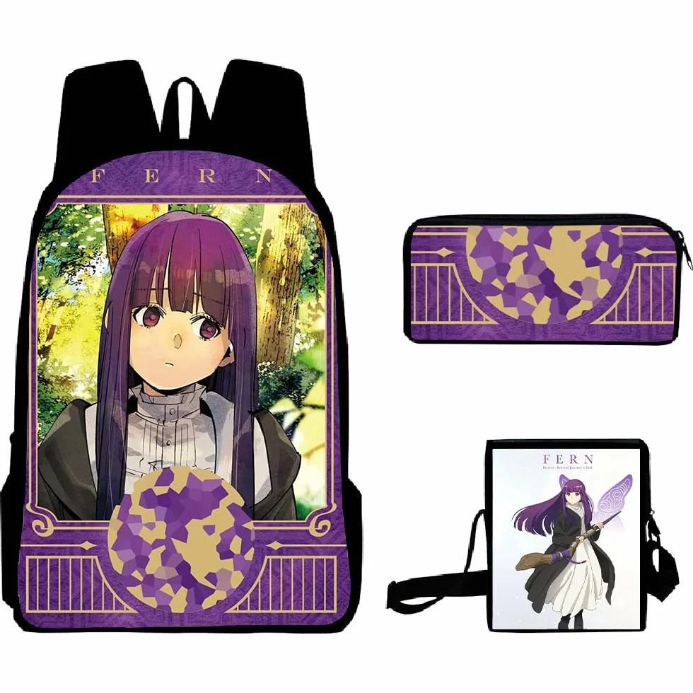 Zestaw 53 szt. Frieren Beyond Journey's End plecak, tornister szkolny, 50 sztuk naklejek anime, torba na ramię, piórnik, torba na ramię, niebo/dalekie/mocny/heiter unisex kreskówka plecak szkolny