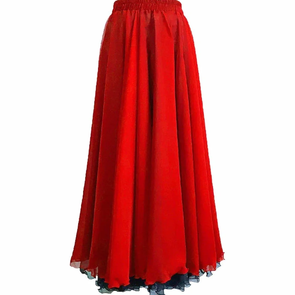 Spódnica do tańca brzucha dla kobiet spódnica taneczna flamenco spódnica do tańca brzucha spódnica do tańca brzucha czerwone spódnice długie koło pełne koło tancerz brzucha