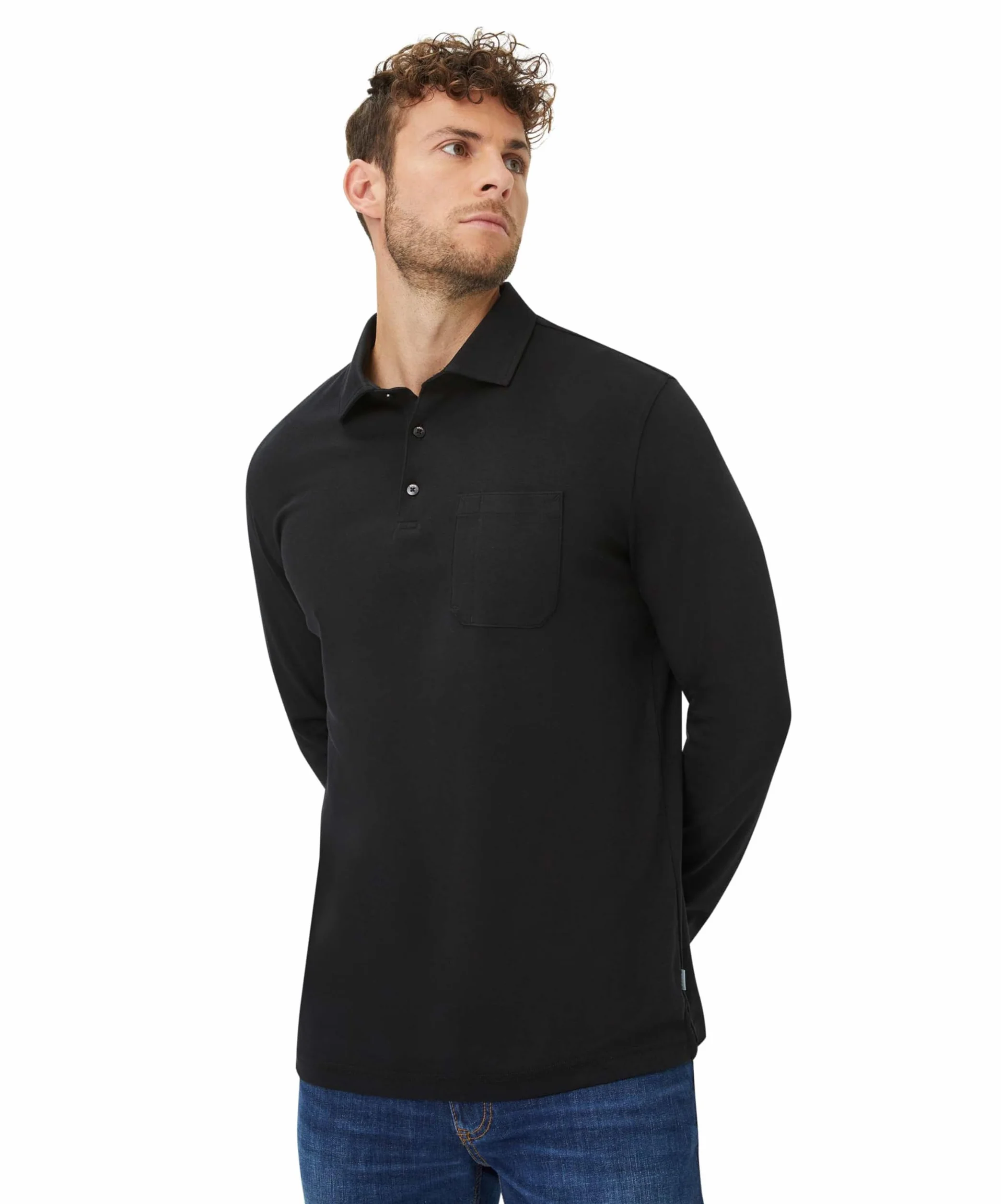 Brax Męski styl Pirlo długi rękaw Polo Cotton Mix sweter, czarny, 3XL
