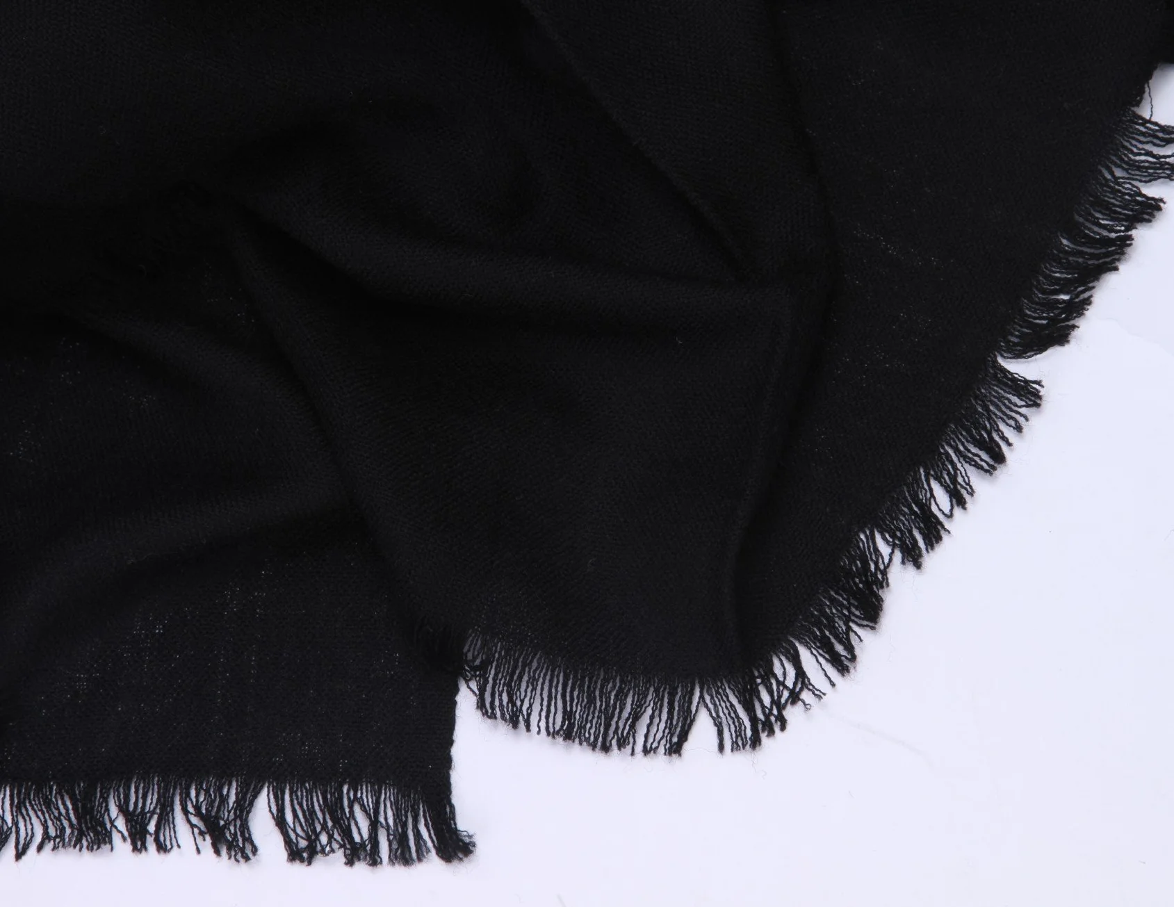 Damski bardzo duży szal XXL Pashmina ze 100% wełny ciepły ręcznik na ramię na zimę, czarny, 200 cm X 70 cm
