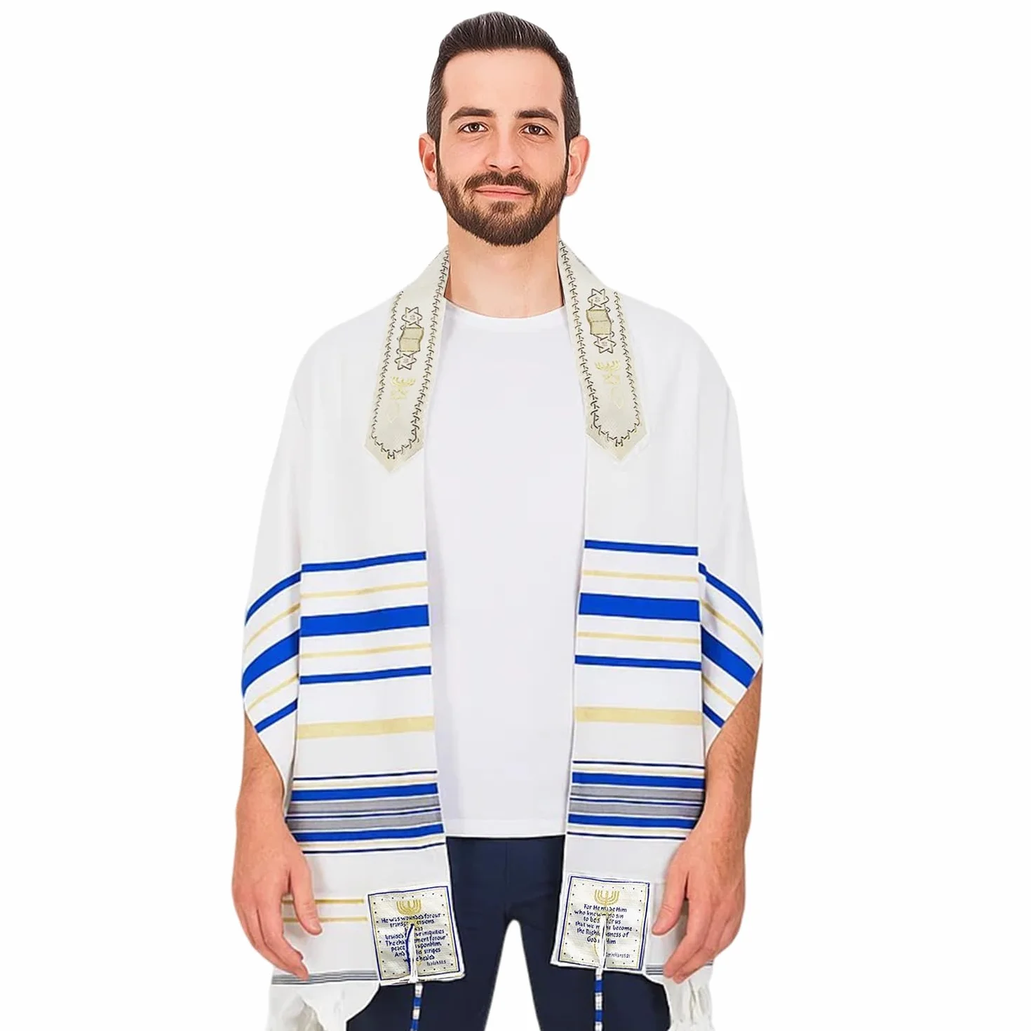 Holy Land Market Damski szal messianic_tallit, królewski błękit, 72 x 22 Inches