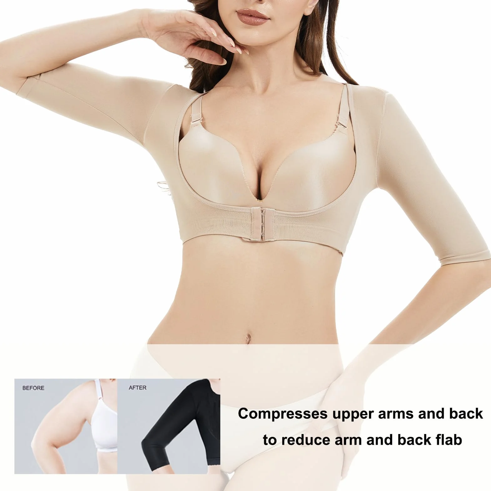 KSKshape Kształtownik ramion dla kobiet rękawy kompresyjne na ramiona pooperacyjne rękawy wyszczuplające korektor postawy topy bielizna modelująca, L