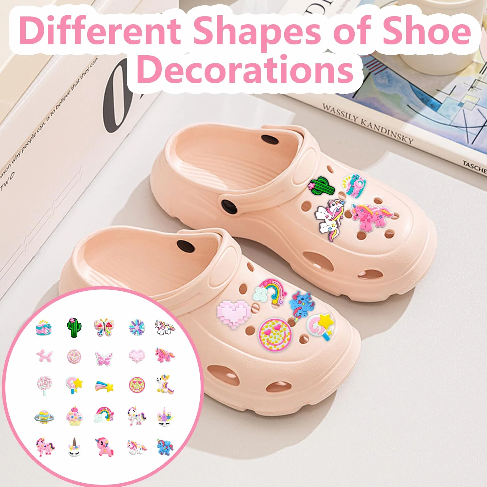 25 sztuk kreskówkowych dekoracji do Crocs, DIY przypinki dla dziecięcych chodaków, Zdejmowane plastikowe wisiorki i przypinki dla dziewczynek i młodzieży