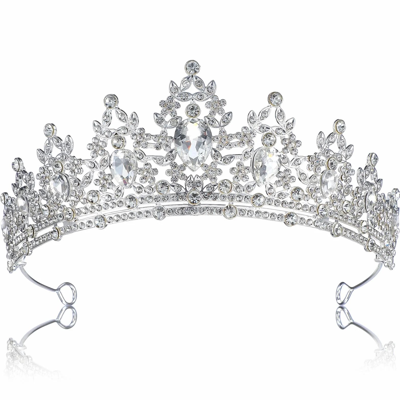 Tiara korona dla kobiet, srebrna diadem ze strasu, korona, królowa, opaska na głowę, akcesoria do włosów na urodziny, studniówkę, wesele, przyjęcie, kostium srebrny