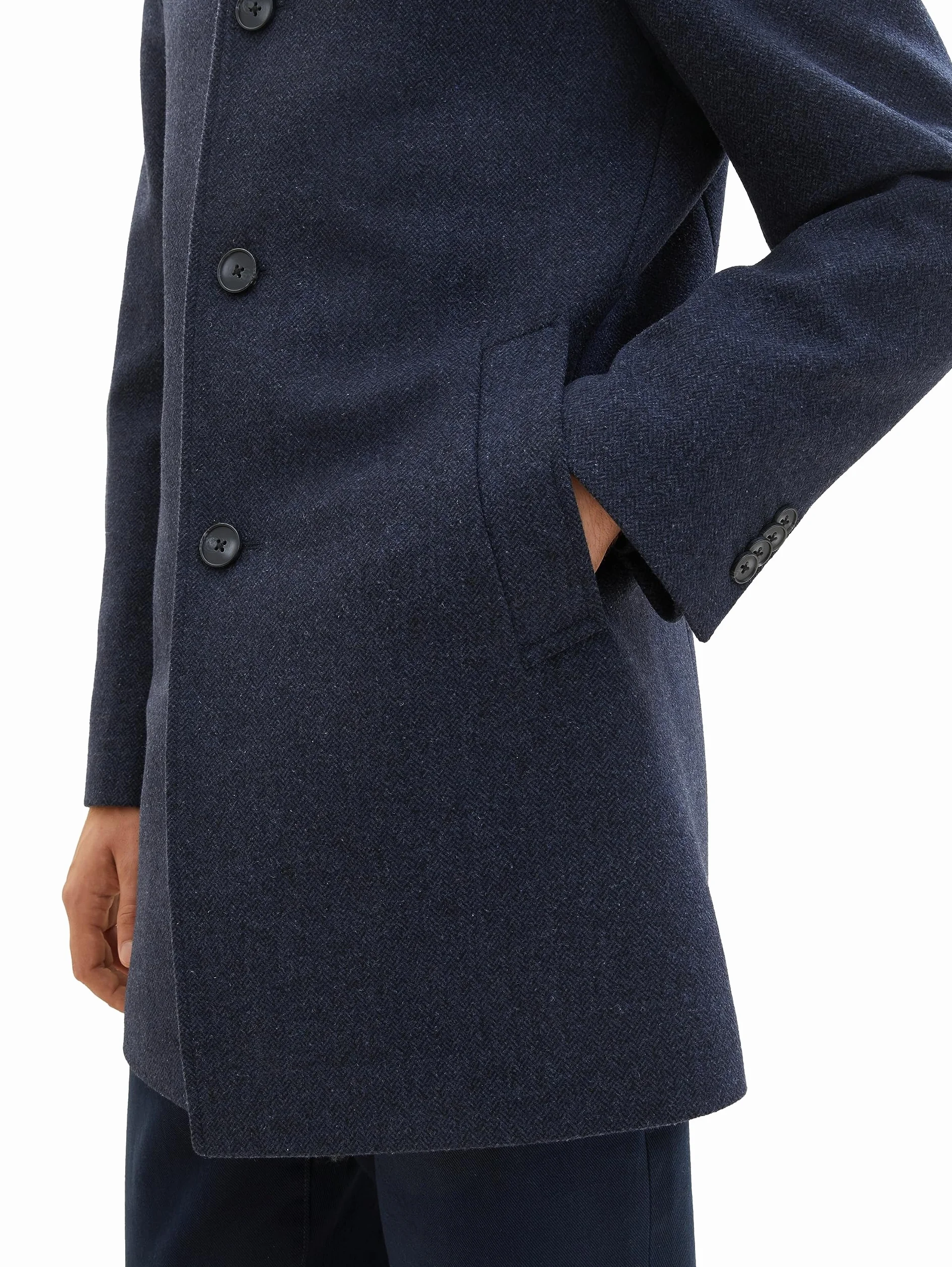 TOM TAILOR 1037407 - Płaszcz wełniany z 3 guzikami ze stójką Mężczyźni