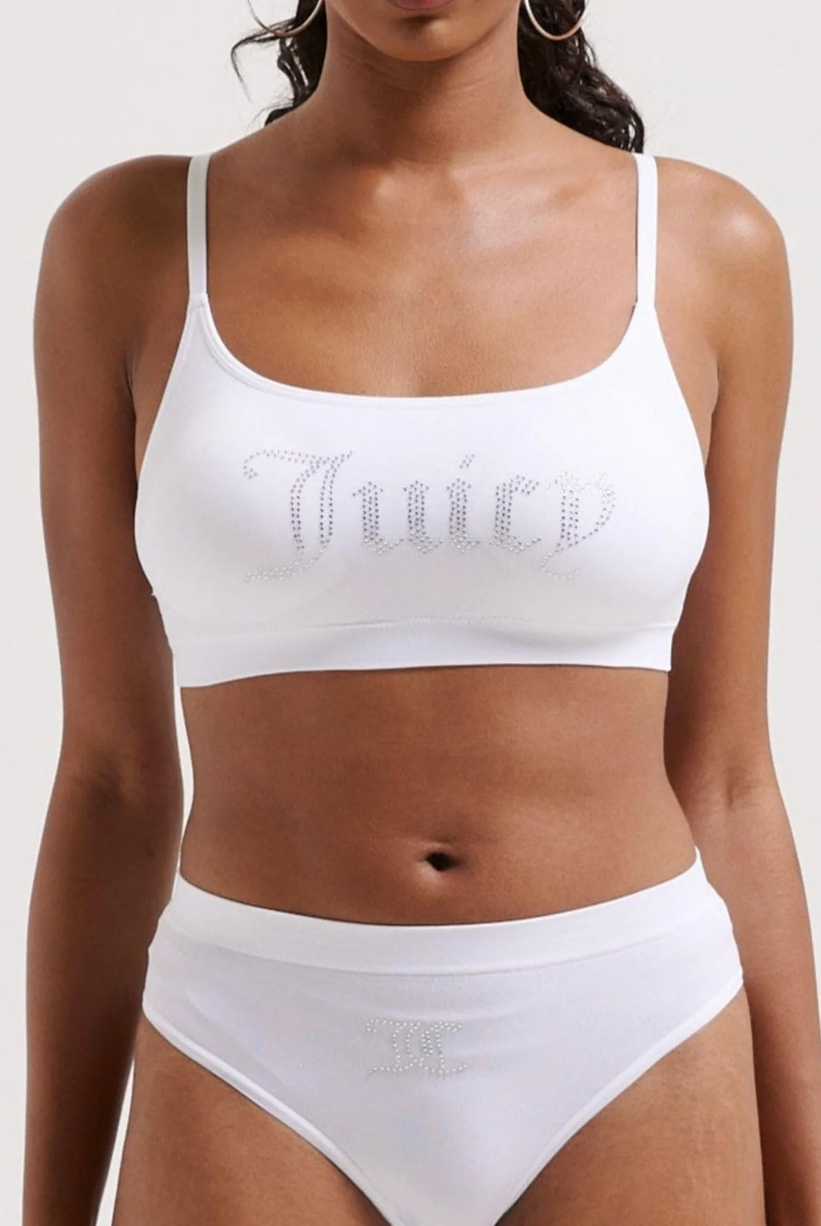 Juicy Couture Damska bielizna Juicy Diamante Bralette & HIGH Leg Brief zestaw bielizny, biały, standardowy (42 sztuki), biały, Rozmiar uniwersalny