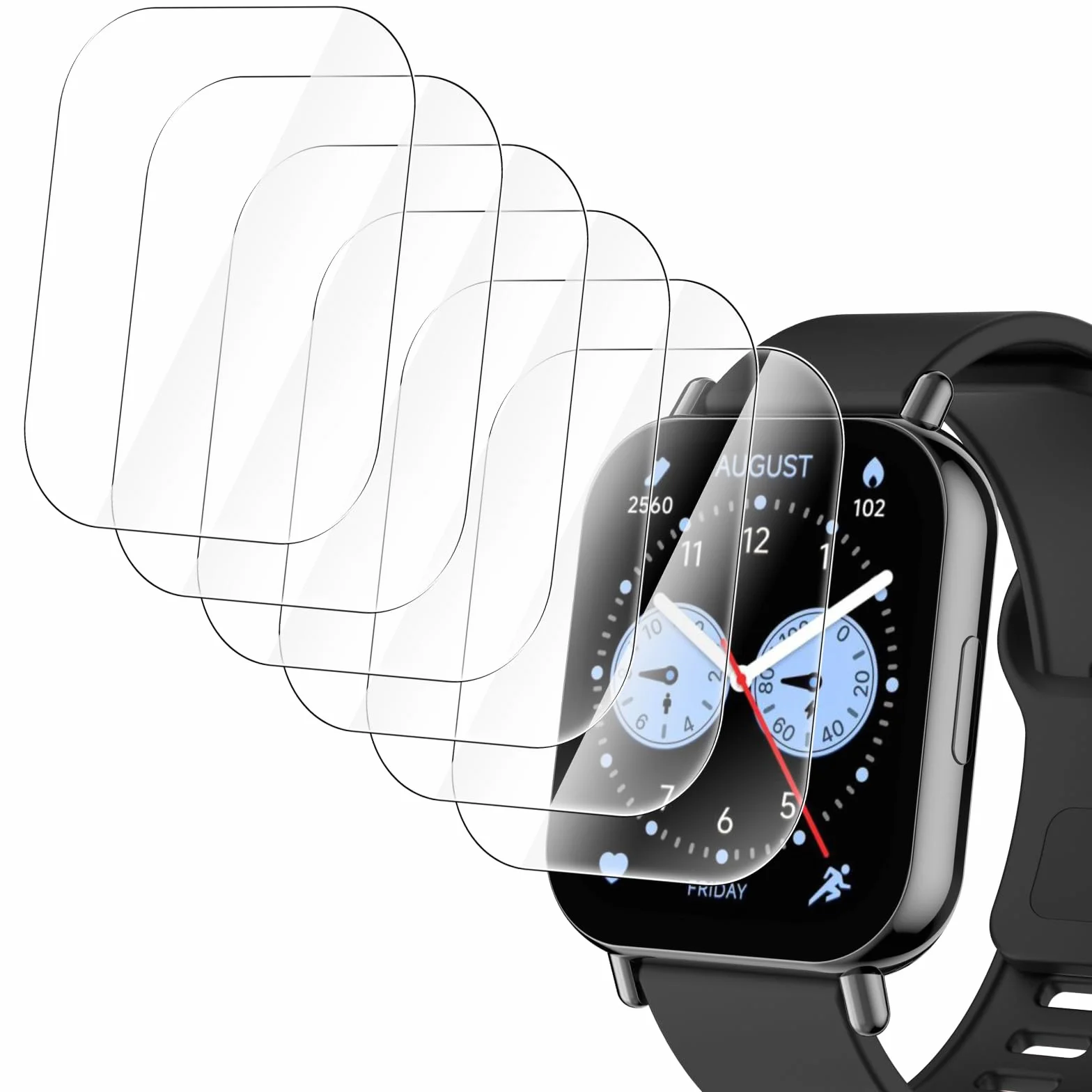 Hianjoo 6 sztuk folii ochronnej, kompatybilna z Xiaomi Redmi Watch 5 Lite, twardość 9H, odporna na olej/odporna na zarysowania, folia ochronna na wyświetlacz kompatybilna z Xiaomi Redmi Watch 5 Lite