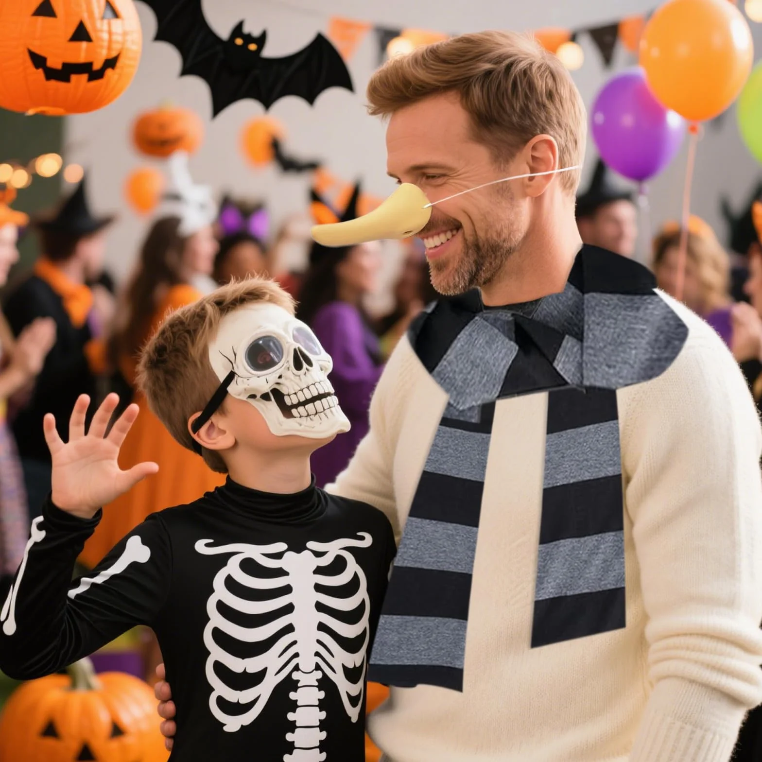 Akcesoria męskie, 2 sztuki, czarny i szary, szal i sztuczny nos, na Halloween, akcesoria do kostiumu Cosplay Party