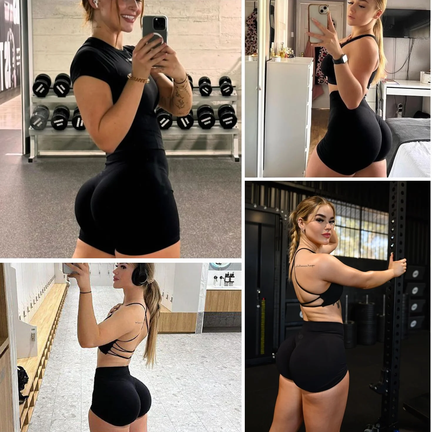 Voarge Szorty sportowe damskie Scrunch Butt Lifting, krótkie spodnie sportowe Scrunch Butt Lifting Gym spodnie rowerowe do jogi