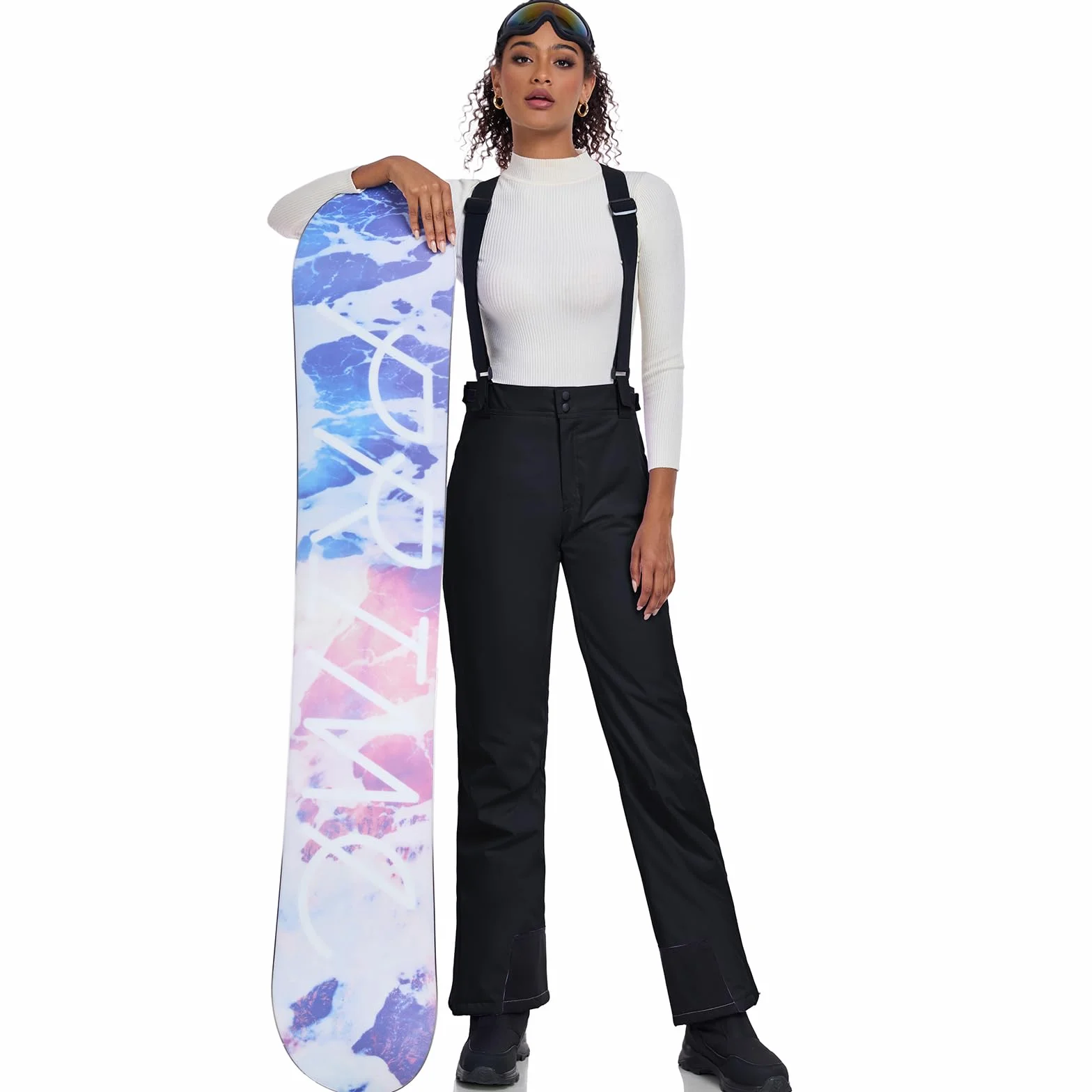 HOTIAN damskie spodnie narciarskie, spodnie snowboardowe, zimowe, ciepłe, wodoodporne, wiatroszczelne, odpinane, do biegania na nartach, termiczne, do wędrówek