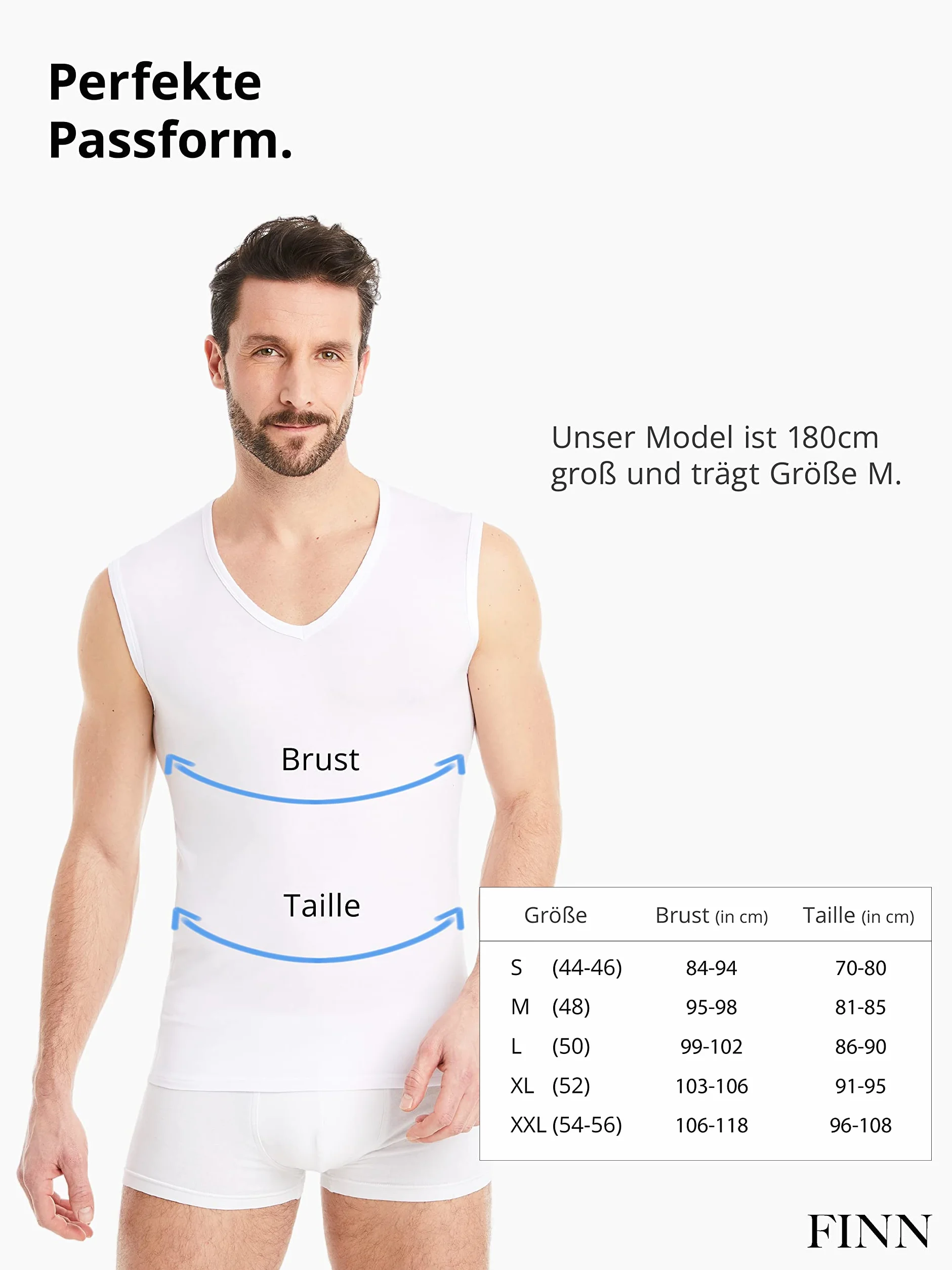 FINN Podkoszulek biznesowy, męski, bez rękawów, z dekoltem w serek, podkoszulek męski z oryginalnego materiału Lenzing® Modal - idealny tank top pod koszulę i garnitur