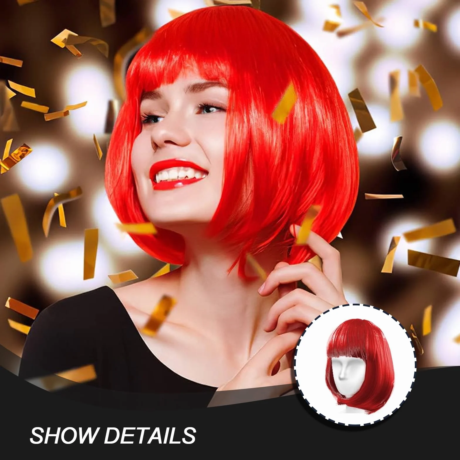 Peruka bob, kabaret, kabaret, fryzura na pazia, charleston, na karnawał, imprezę tematyczną (czerwona)