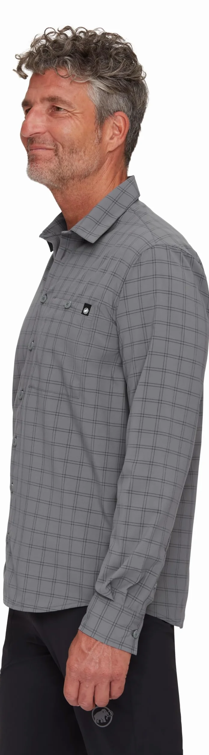 Mammut Lenni Longsleeve Shirt Men – Koszula Trekkingowa Męska | Długi Rękaw, Ochrona UV, Szybkoschnąca i Oddychająca | Rozmiar S, Stalowy-czarny