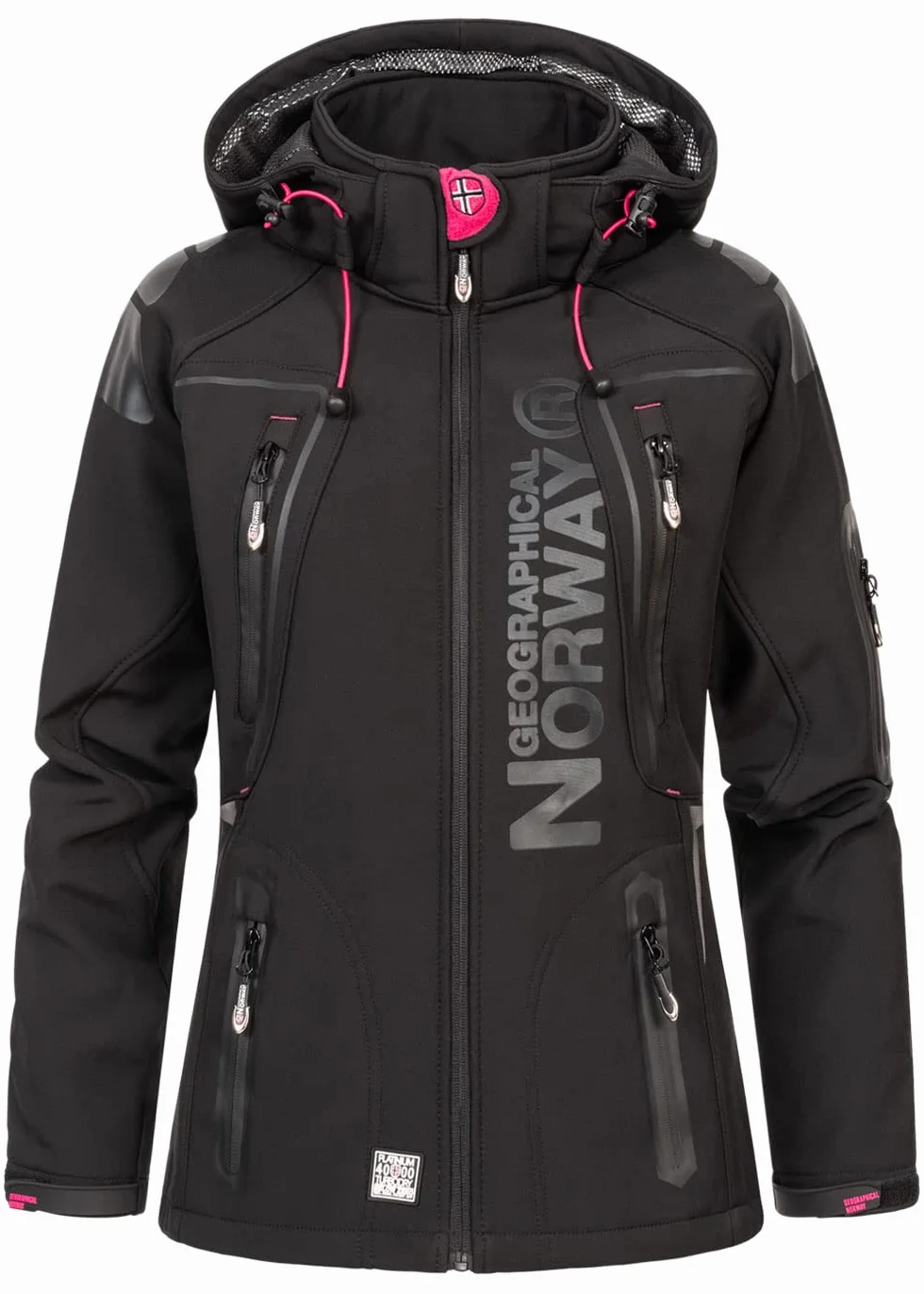Geographical Norway Tislande Lady – damska kurtka softshell z kapturem, wodoszczelna, outdoorowa, wiatroszczelna, do aktywności na świeżym powietrzu, wędrówek, jazdy na nartach, na jesień, zimę,