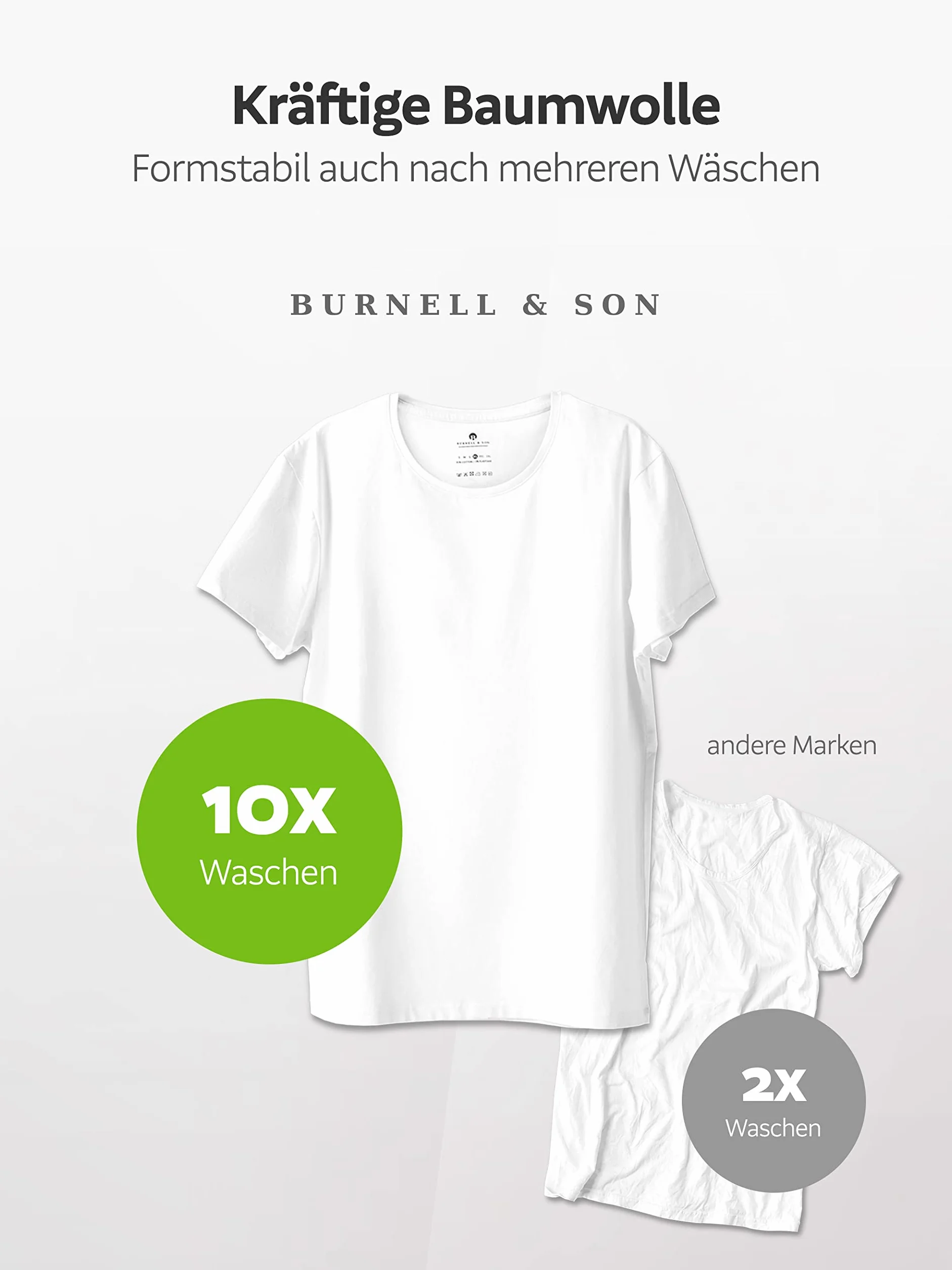 Burnell & Son Biznesowy podkoszulek z krótkim rękawem i okrągłym dekoltem dla mężczyzn, wykonany z oddychającej bawełny, Slim Fit, 4 i 8 sztuk w opakowaniu