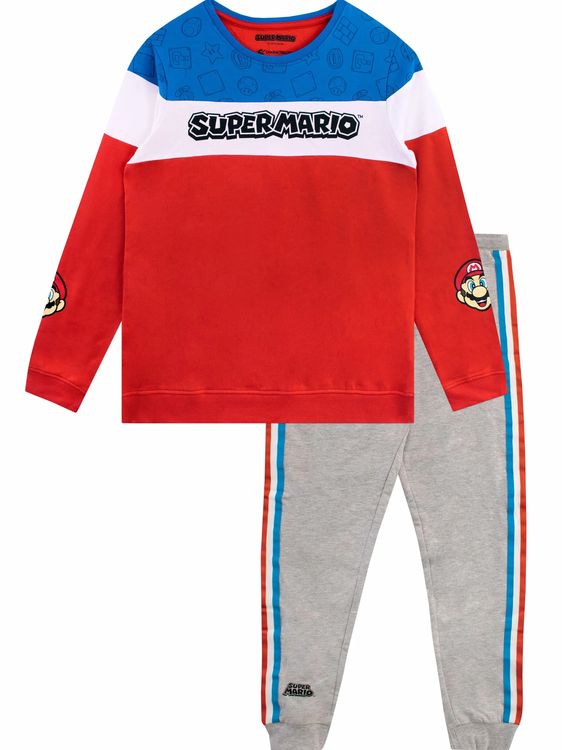 SUPER MARIO BROS Chłopcy Zestaw Bluzy i Spodni dla gamerów Dresowych dla chłopców Zestaw bluzy i joggerów dla dzieci Wielobarwny 122