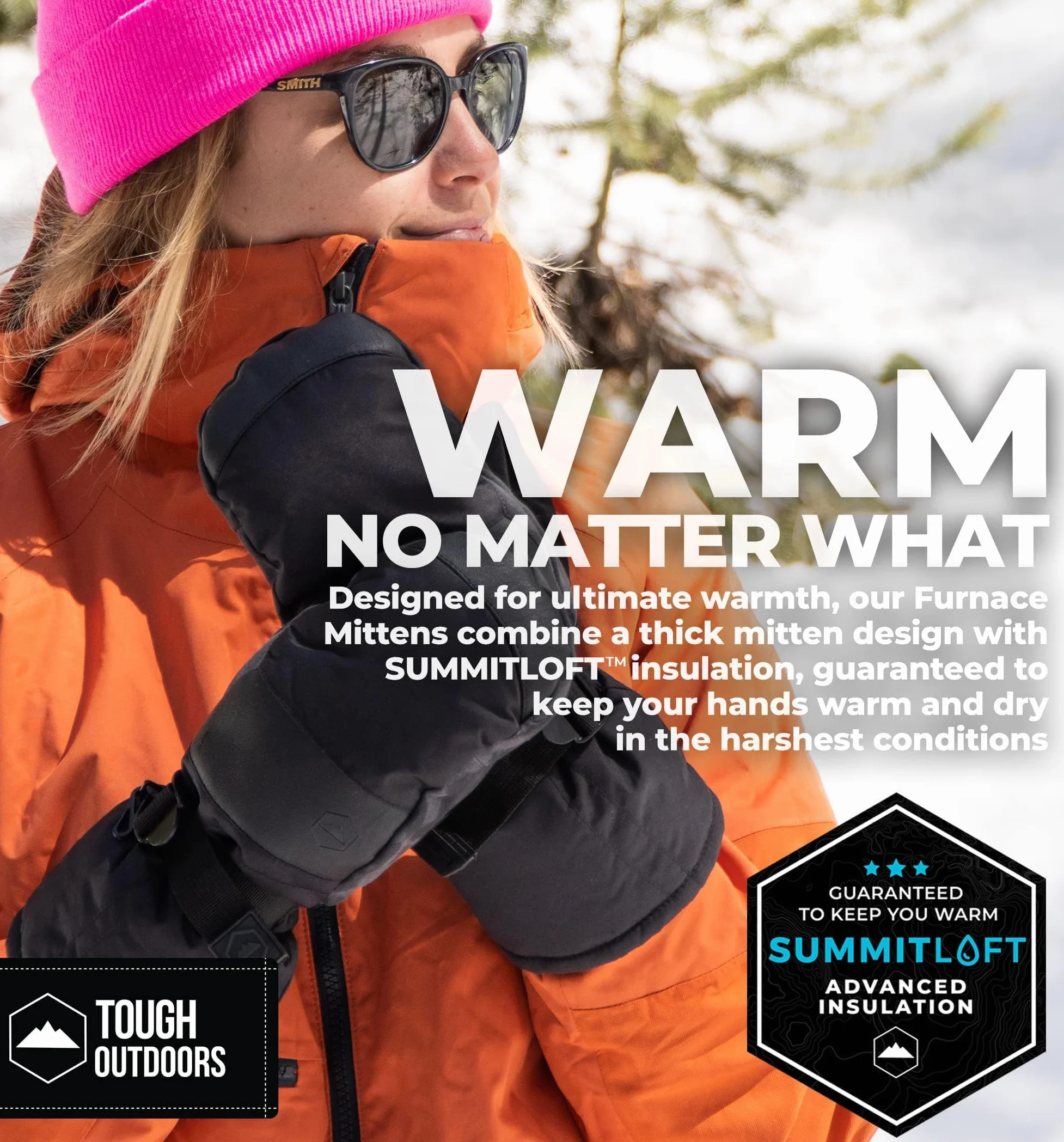 Tough Outdoors Zimowe rękawice narciarskie dla dorosłych dla kobiet i mężczyzn - męskie damskie wodoodporne izolowane rękawice snowboardowe - ekstremalnie zimna pogoda snowboard rękawica śnieżna