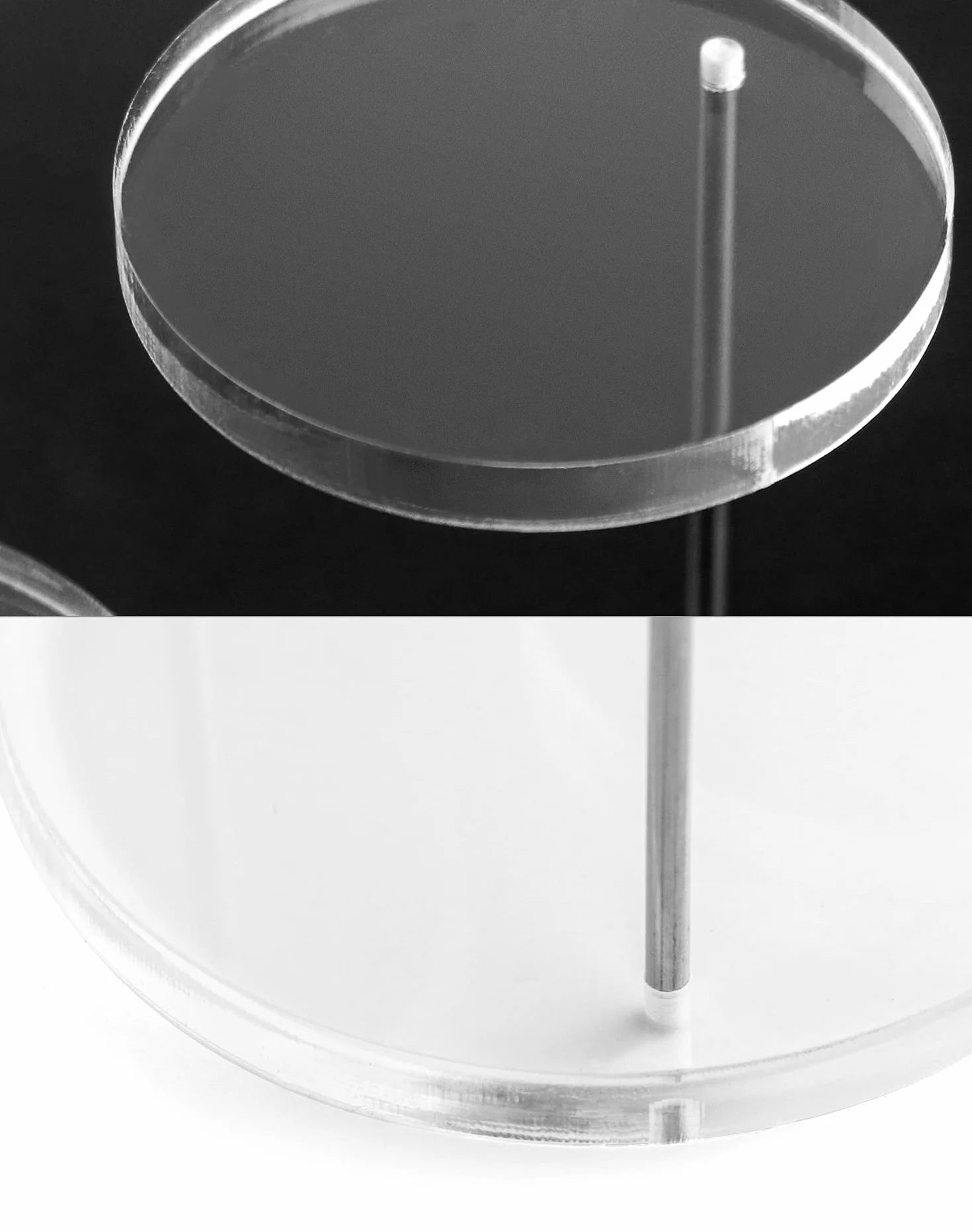 QWORK® 3-Tier Mini akrylowy stojak wystawowy, okrągły przezroczysty akrylowy stojak wystawowy na pierścionki Kolczyki Bransoletki Mini figurki (2 szt.)