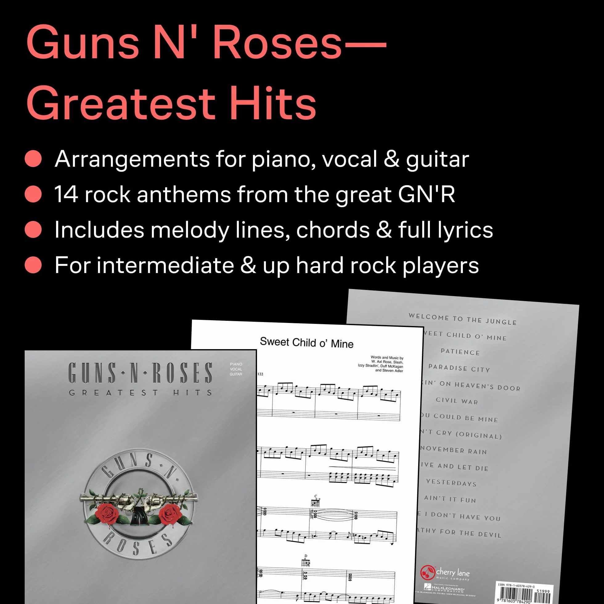 Guns n' roses - greatest hits piano, voix, guitare