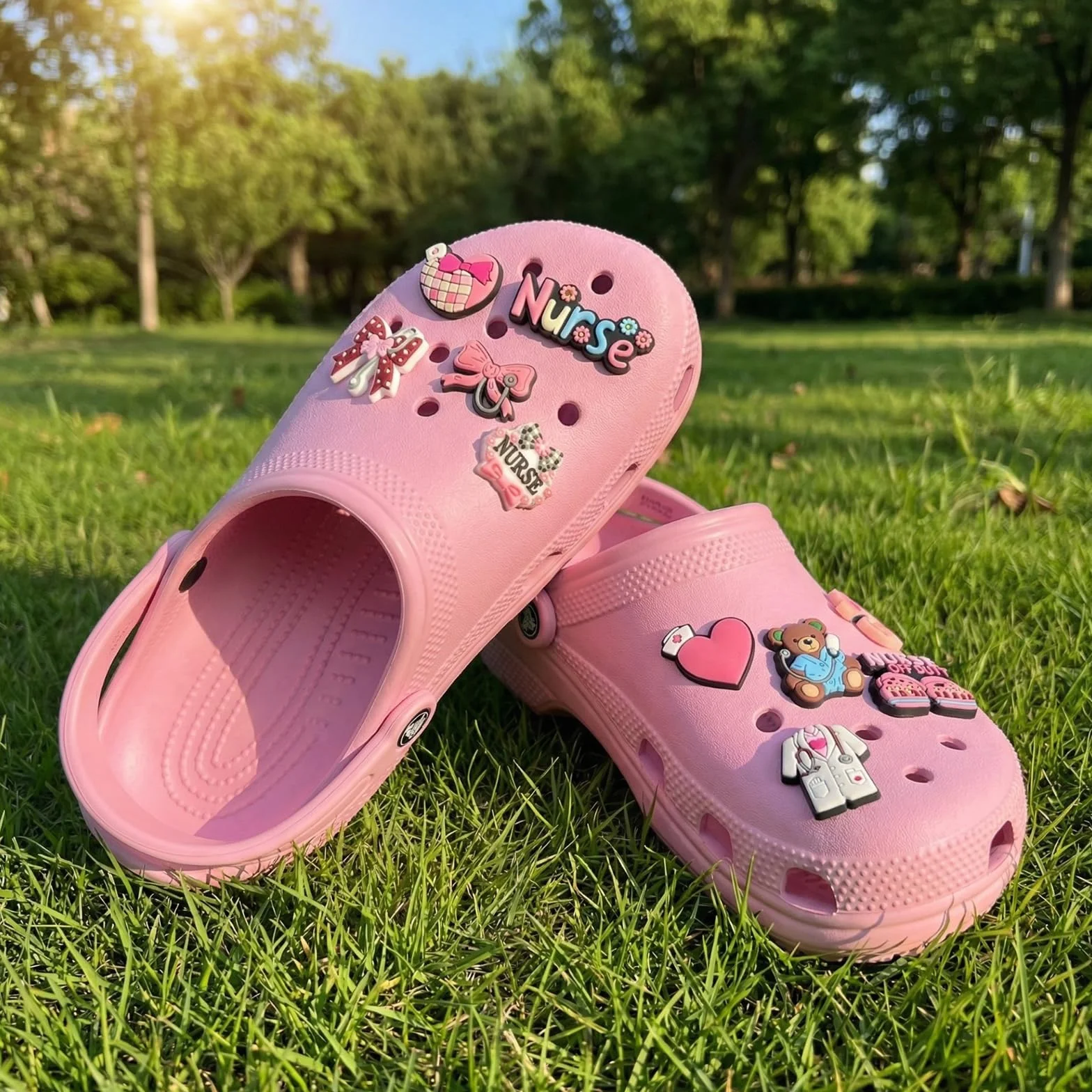 25 sztuk przypinek Crocs, medycznych przypinek do butów dla pielęgniarki, zawieszek do butów Crocs, pinów Crocs, zawieszek do butów dla pielęgniarki, akcesoriów dla lekarza i pielęgniarki, DIY