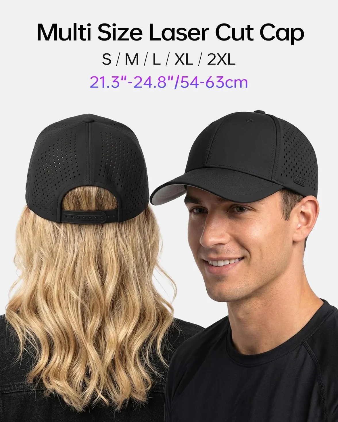 Zylioo XS/S/M/L/XL/XXL/3XL czapka męska dla dużej/małej głowy, siateczkowa czapka do biegania, szybkoschnąca, ochrona przed słońcem