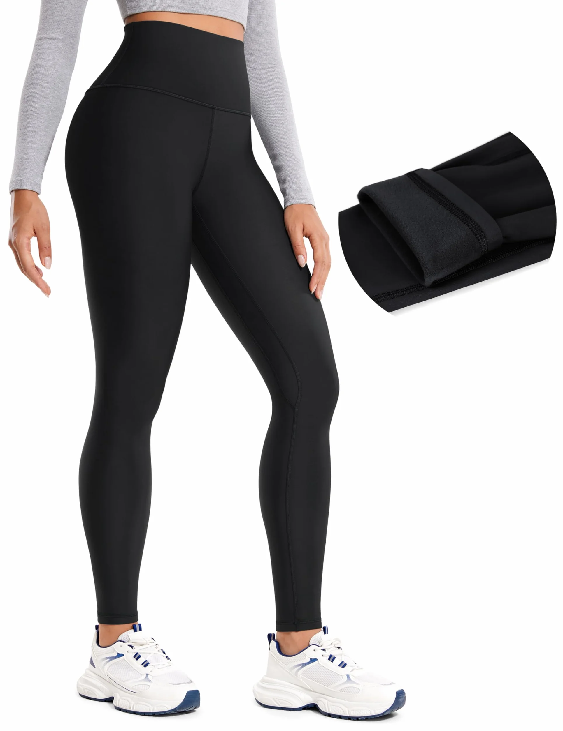 CRZ YOGA Damskie Legginsy Z Podszewką Z Polaru Termicznego Zima Z Wysokim Stanem Grube Spodnie Do Jogi Pełnej Długości Rajstopy Na Siłownię - 28 Calies