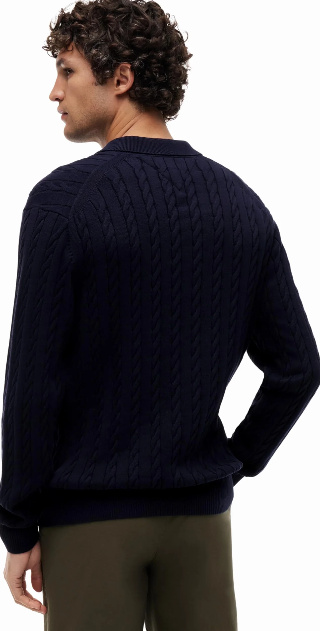 Tommy Hilfiger Sweter pullover Mężczyźni Classic Cotton Cable Ls Polo Mw0mw41955