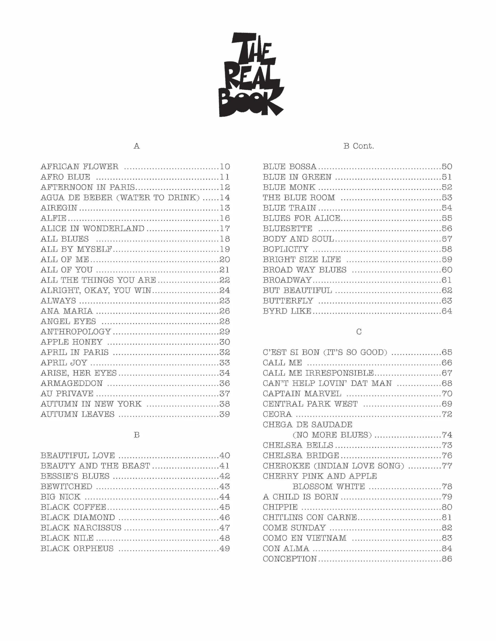 The Real Book - Volume I - Sixth Edition C Edition: 01