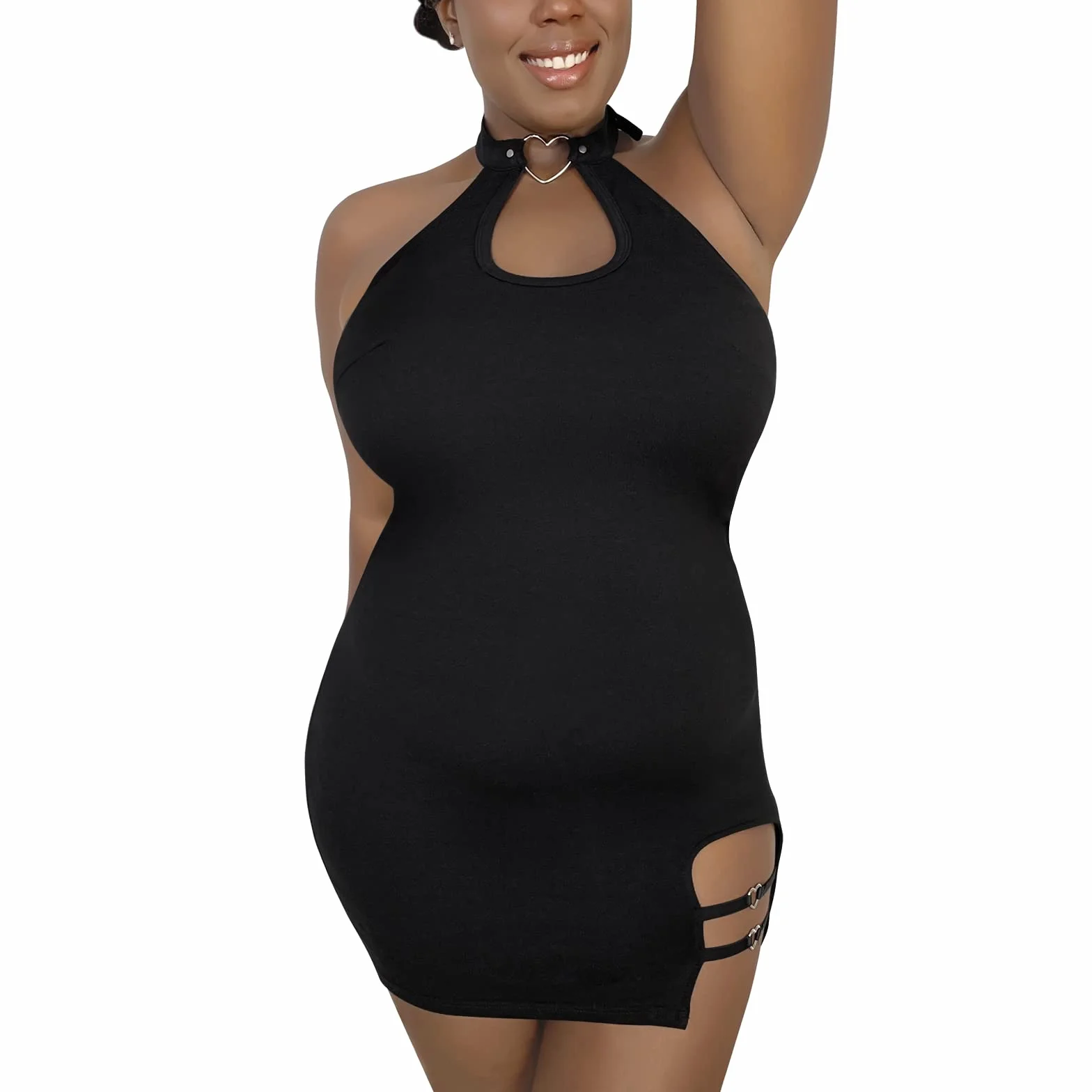 LittleForBig Damski Bawełniany Overall Vampy Kołnierzykiem Bodycon Mini Sukienka Spódnica Czarny XS