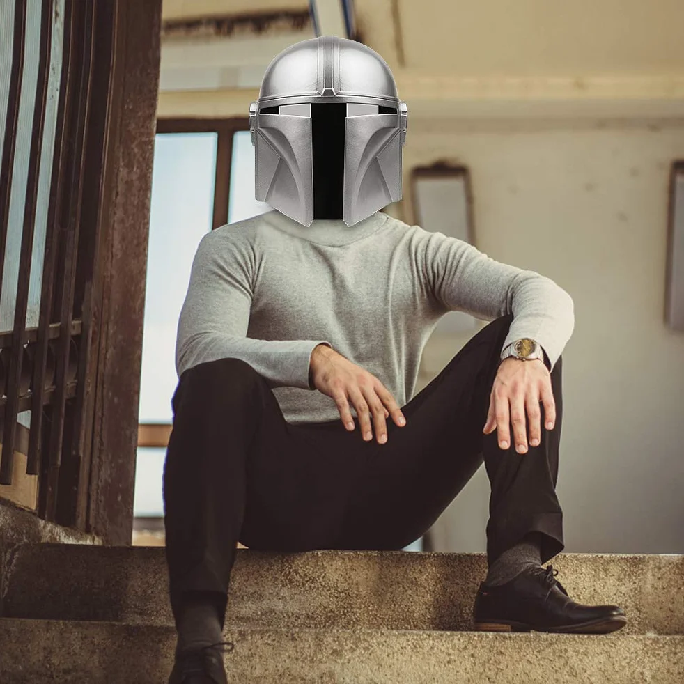Mandalorian Helmet, maska na całą twarz z PCW, luksusowy kask dla dorosłych, kask na imprezę Halloween, odgrywanie ról, dla kobiet i mężczyzn