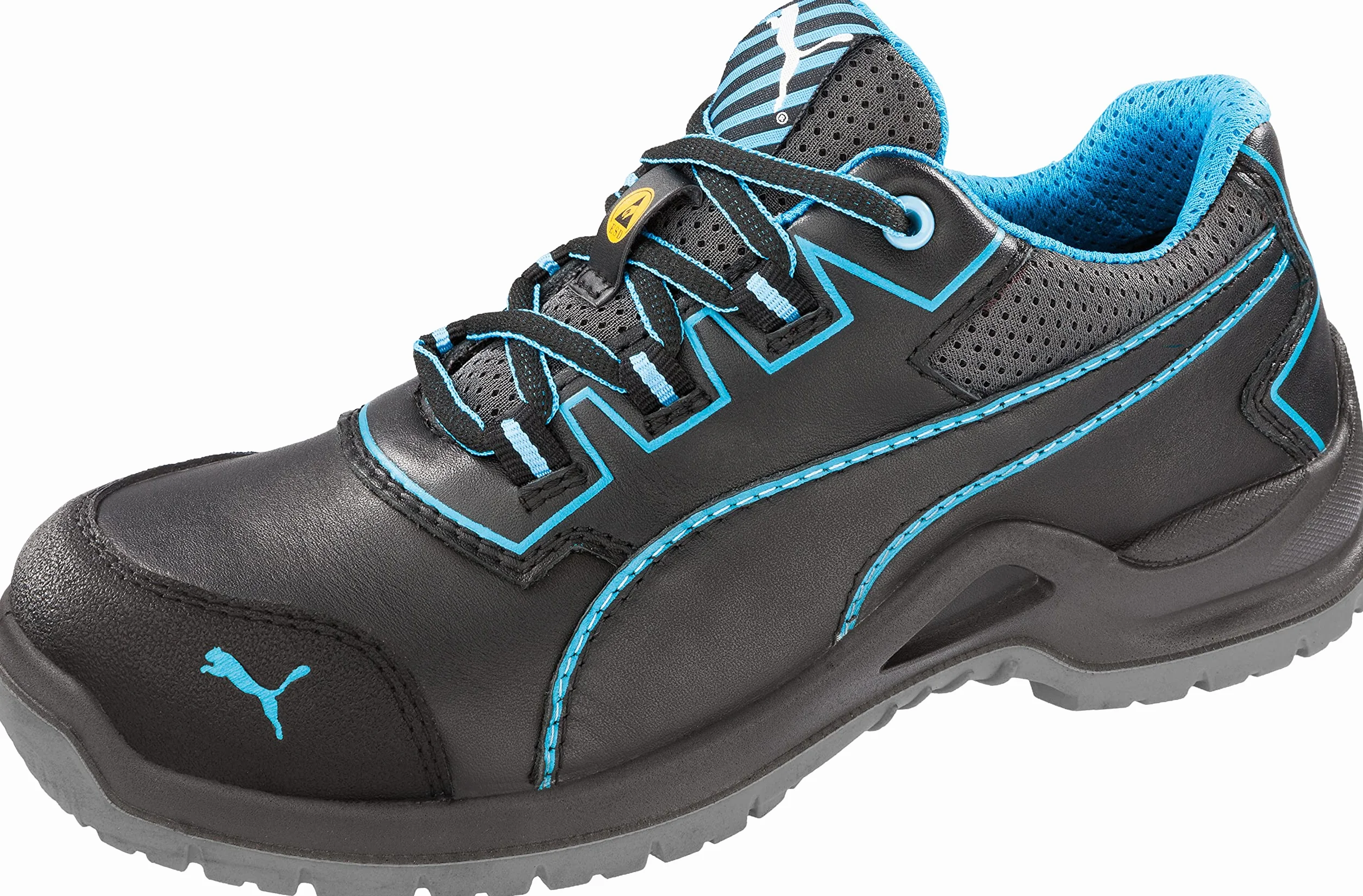 Puma 644120.40 damskie buty ochronne "Niobe Blue" Low S3 ESD SRC, rozmiar 40, czarne/jasnoniebieskie