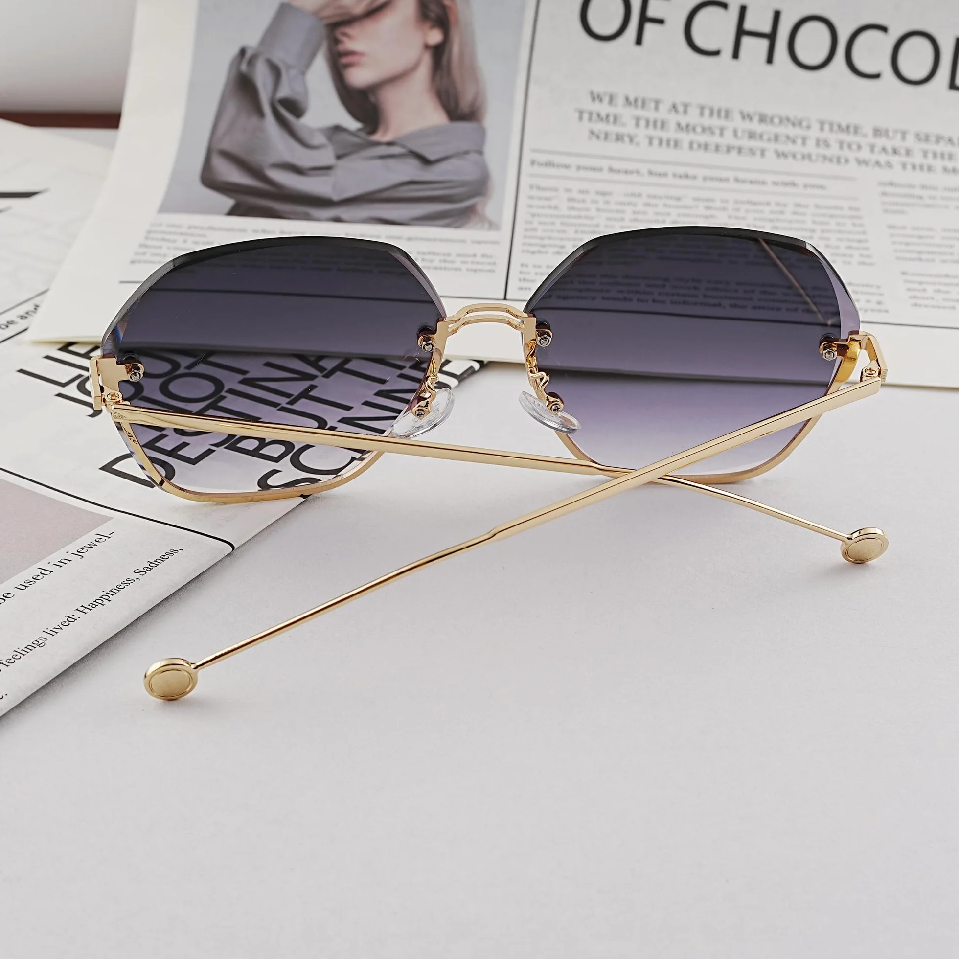 Okulary przeciwsłoneczne damskie, duże, modne, eleganckie, gradient kolorów UV400 + woreczek na okulary przeciwsłoneczne
