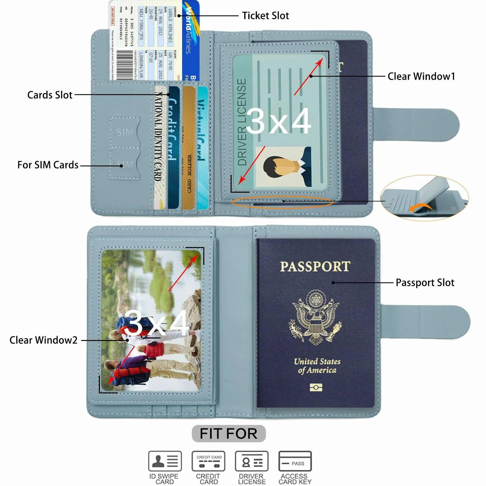 Melsbrinna Rfid Passport Holder for Travel women/Men, Cute Passport Wallet Rfid Blocking Card Slots, Rfid Passport Cover/CaseTravel Wallet, Passport Book Holder (1, Blue1)