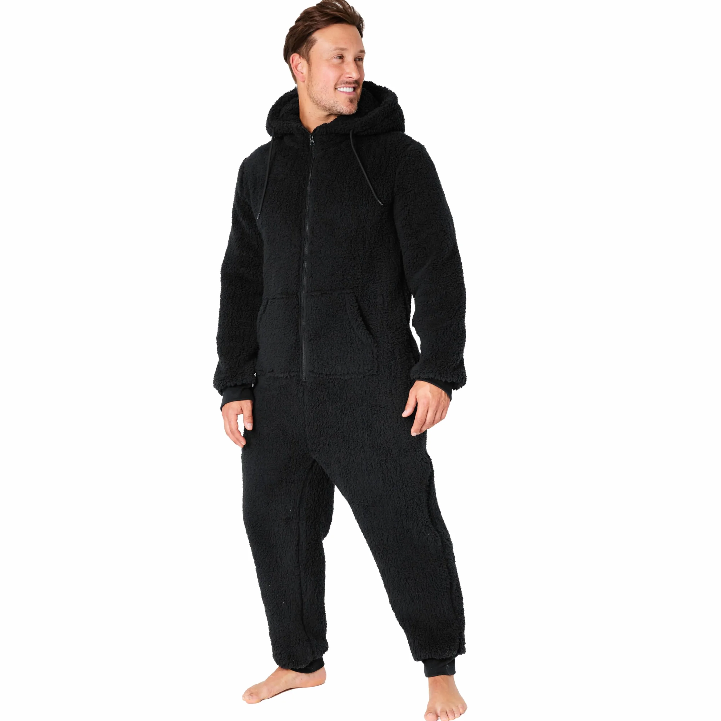 CityComfort Mężczyźni Borg Fabric Onesie M Czarny