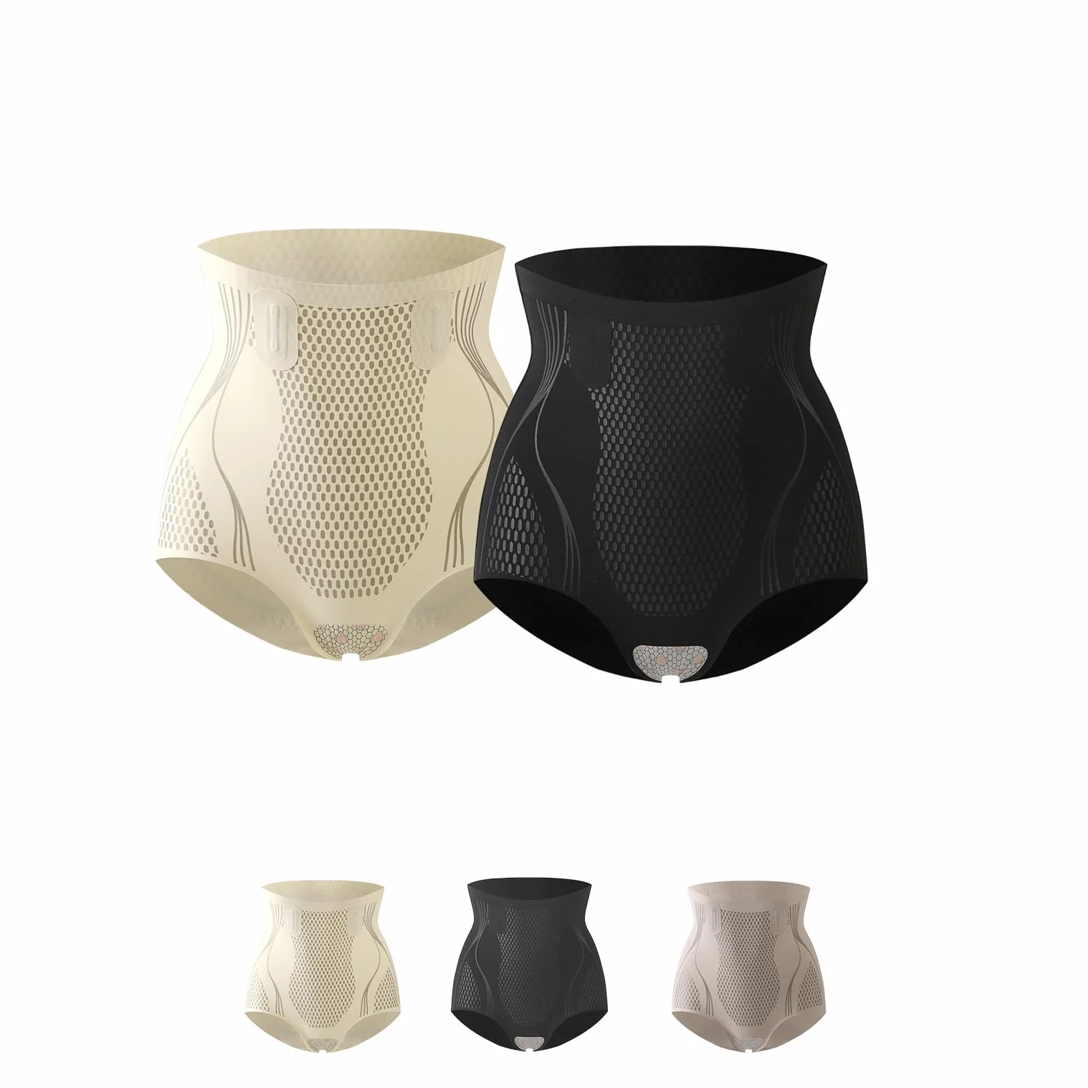 Generisch Baicloud Ice Silk Ion Fiber Repair Shaping Shorts szorty z wysokim stanem, ujędrniające brzuch i biodra, szorty dla kobiet