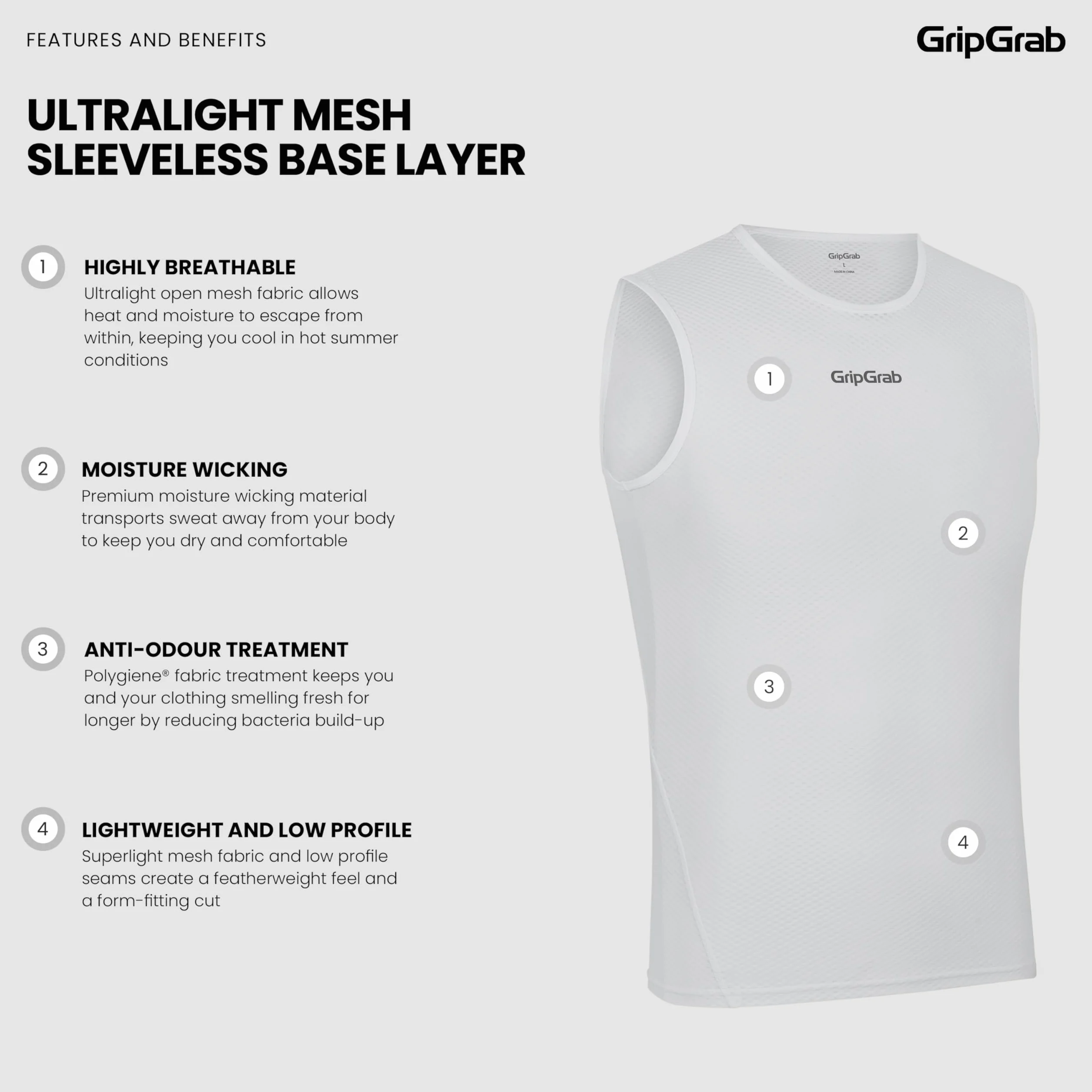 GripGrab Ultralight 1 i 3-pak Cool Mesh letni podkoszulek rowerowy bez rękawów, antyzapachowy koszulka funkcyjna