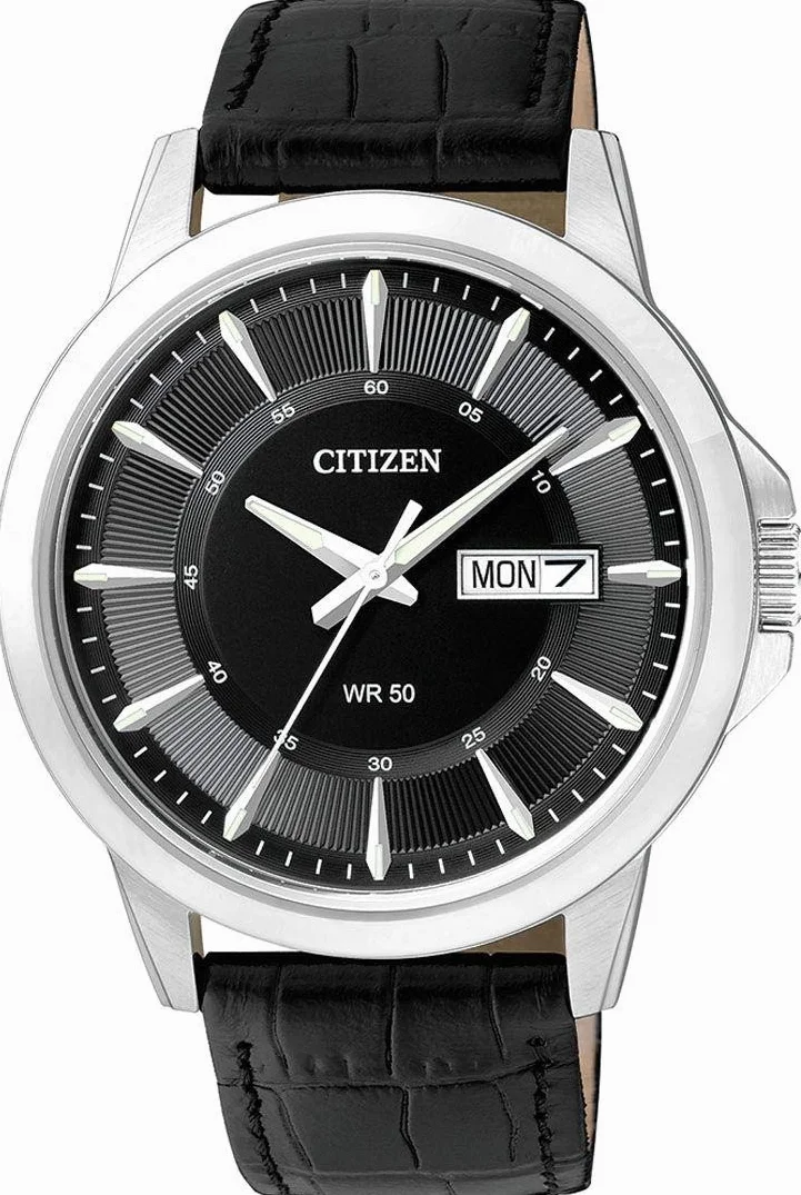Citizen Mężczyźni Leder Zegarek, Czarny