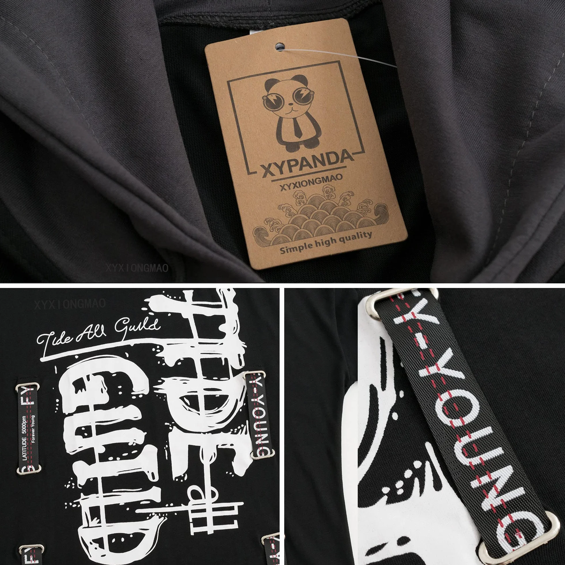 XYXIONGMAO Techwear japońska koszula Streetwear Hip Hop koszule męskie graficzne T alfabet projekt odzież robocza gotycka bluza z kapturem